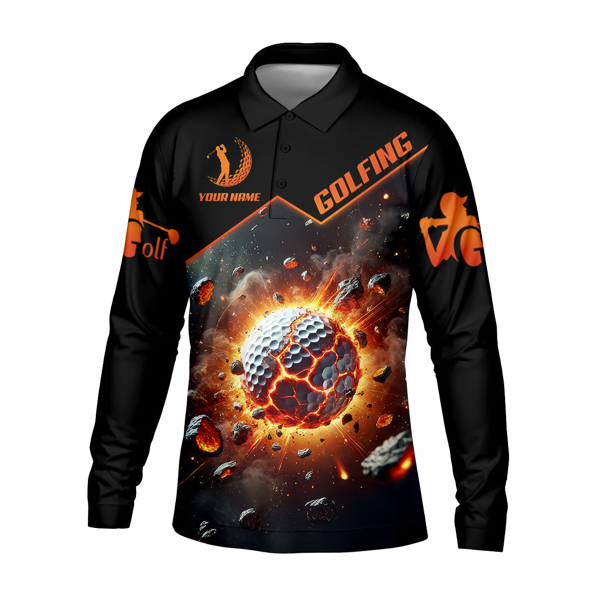 Galactic Golf Men's Golf Polo ShirtGolfing Apparel, Mens Golf Gift, Funny Golf Shirt