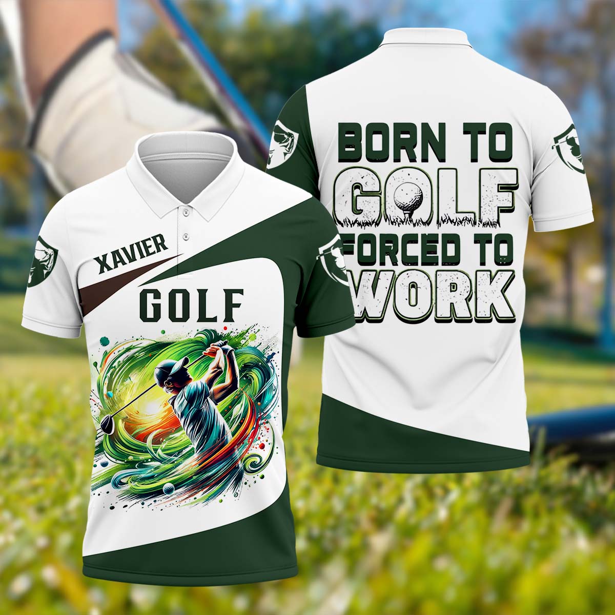 Born To Golf Forced To Work, Personalized Golf Shirt, Unique Gift For Golfer, Funny Golf Polo Shirt