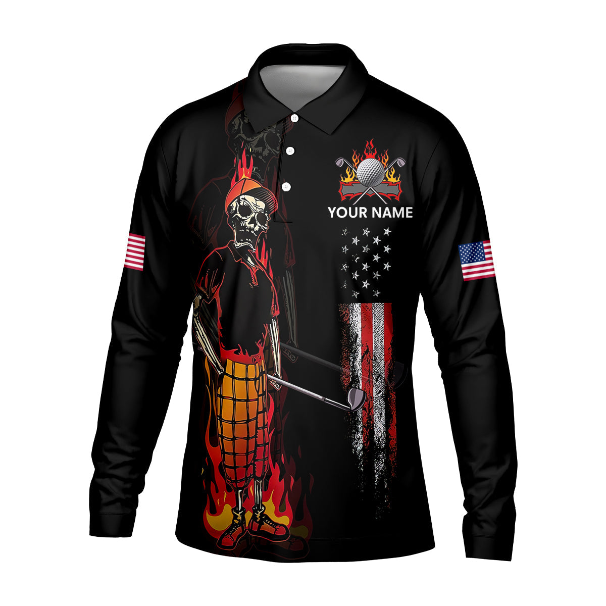 Custom Skull Golf Polo ShirtMens Golf Gift, Funny Golf Shirt