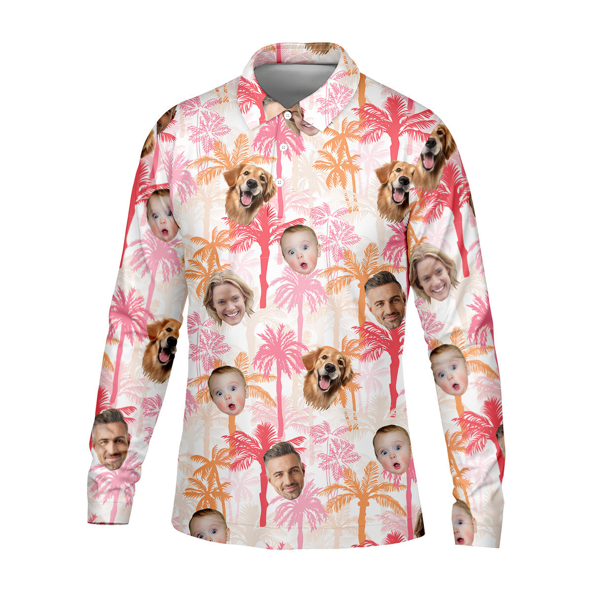 Seamless Pattern, Men Palm Tree Shirt, Pink Golf Shirt, Hawaiian Shirts With Faces, Great Golf Gifts For Guys