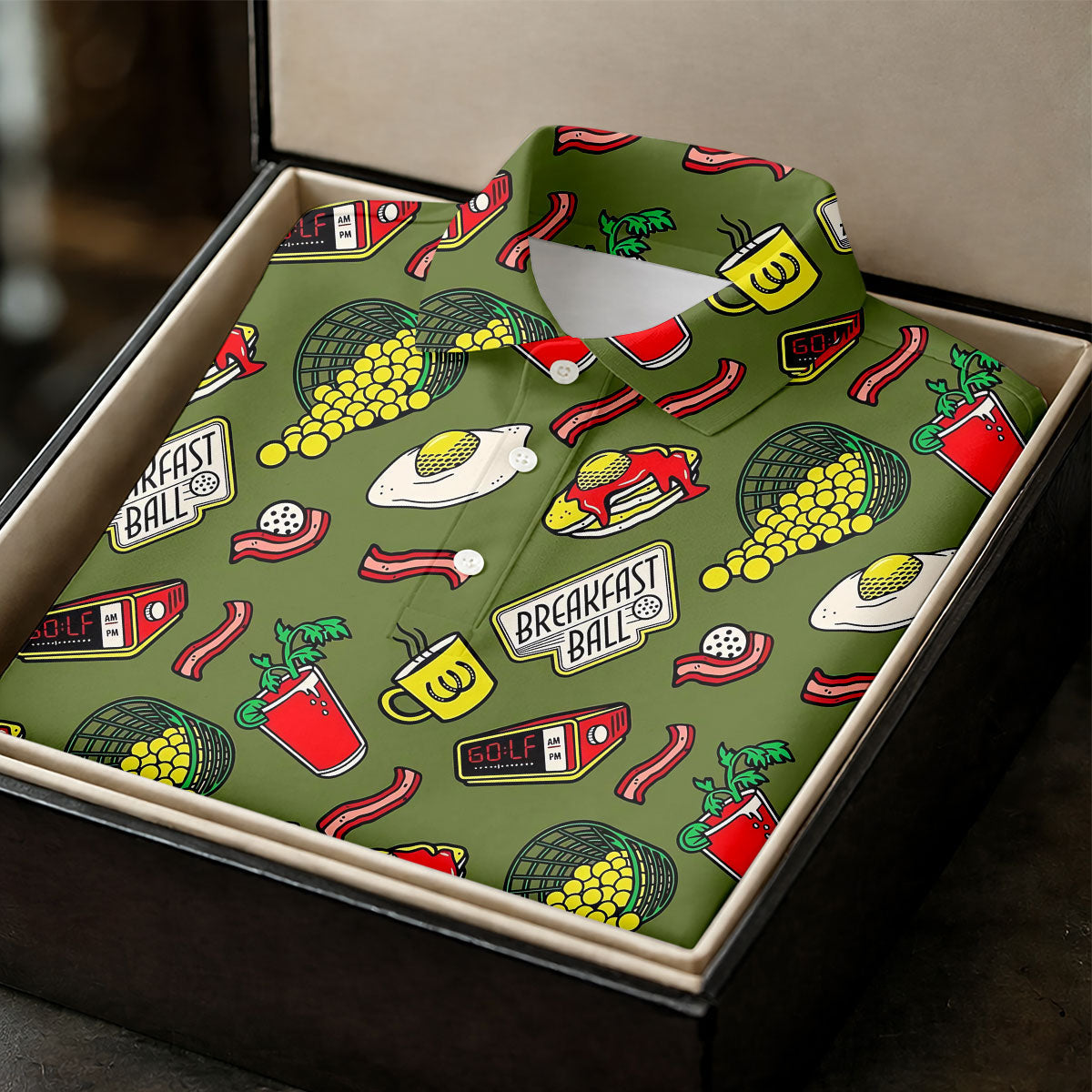Breakfast Balls Golf Tops For Men, Men's Funny Golf Shirts, Golf Shirts For Men, Polo Shirtor Men