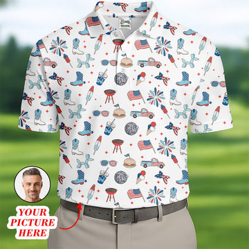 Red White and Blue Men's Golf Polo ShirtMen's 4th Of July Shirts, USA Golf Shirt, Gifts For Golfing Dad
