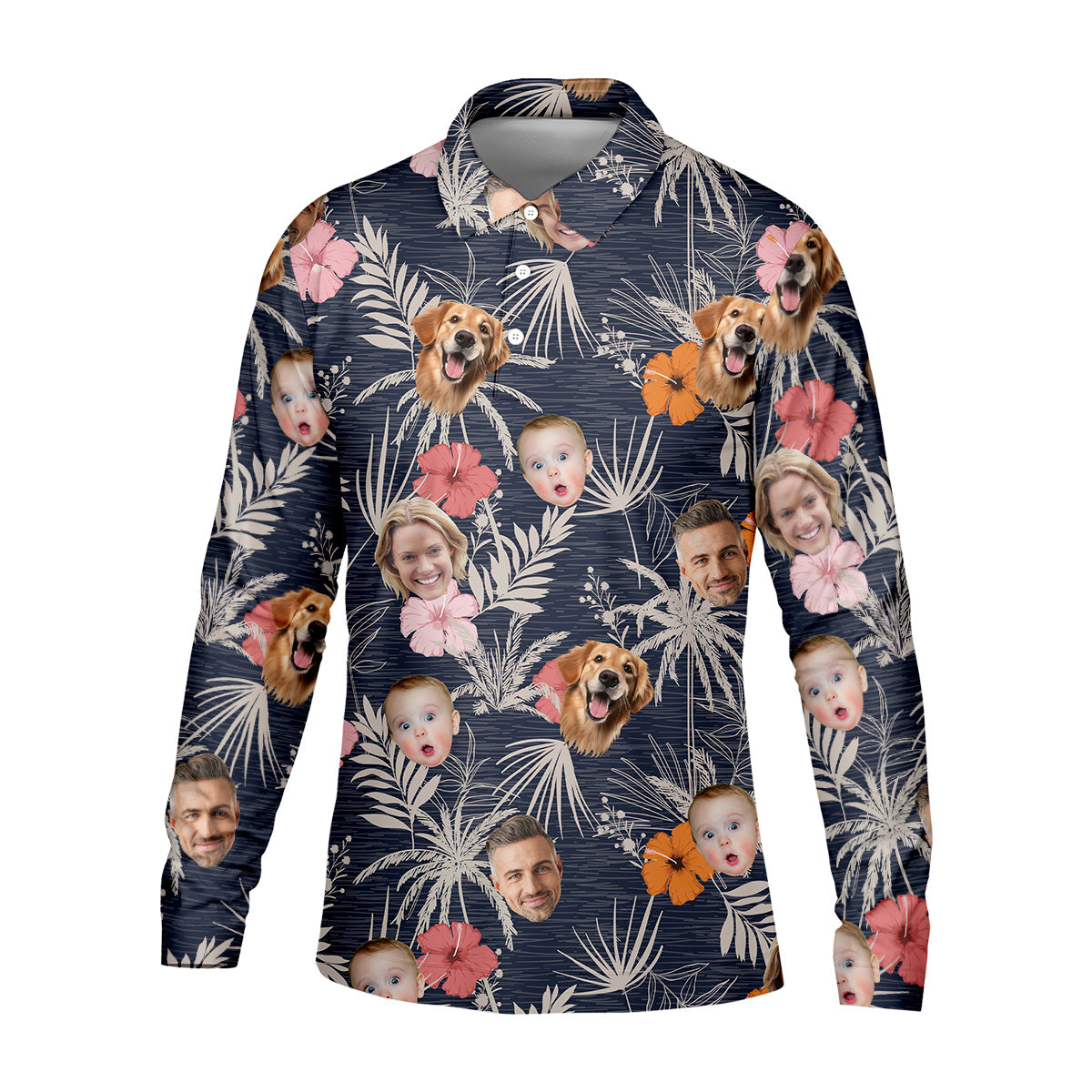 Mens Black Hawaiian ShirtHawaiian ShirtWith Faces, Men Polo Shirtest Gifts For Men Golfers