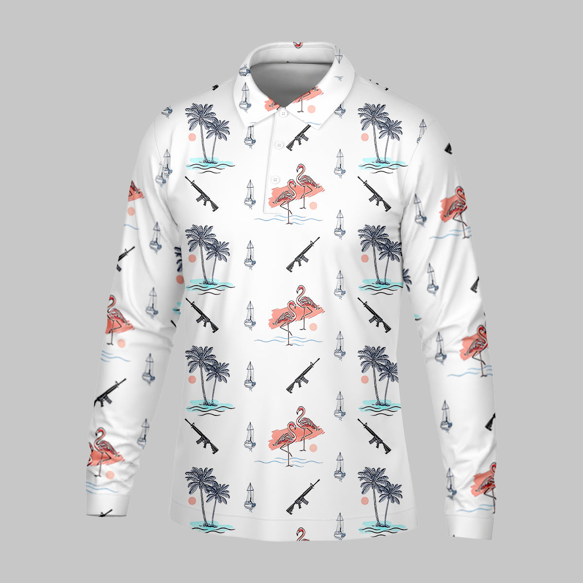 Flamingo Golf Polo ShirtMens Golf Gift, Funny Golf Shirt, Tropical Shirt