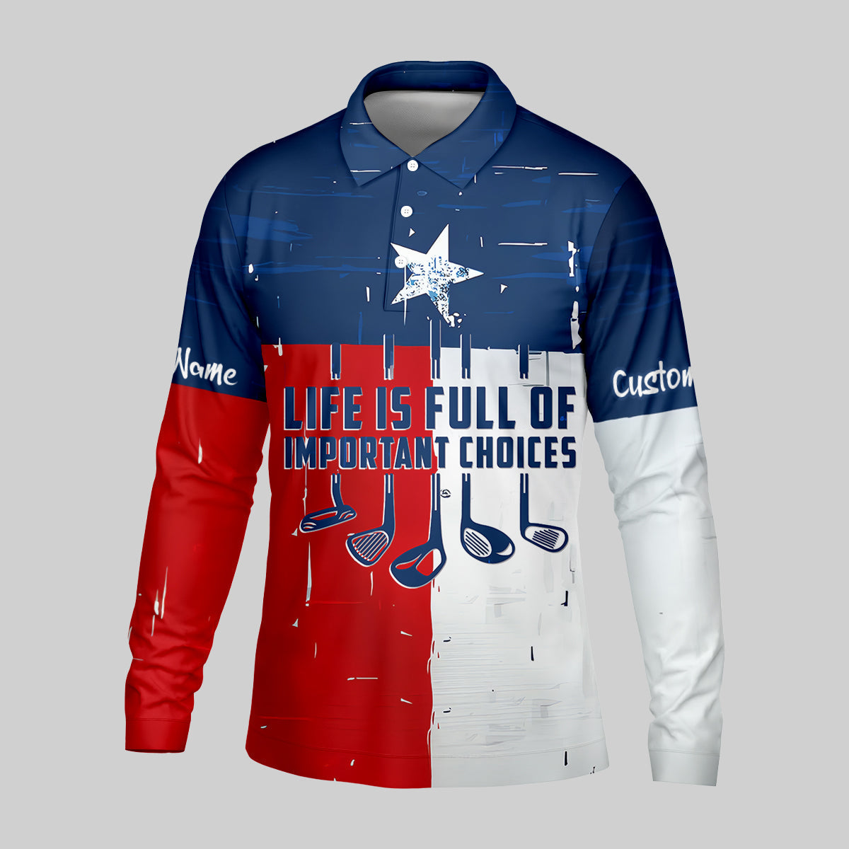 Life Is Full Of Important Choices Texas Custom Men's Golf Polo ShirtFunny Golf Shirt, Dad Golf Gift