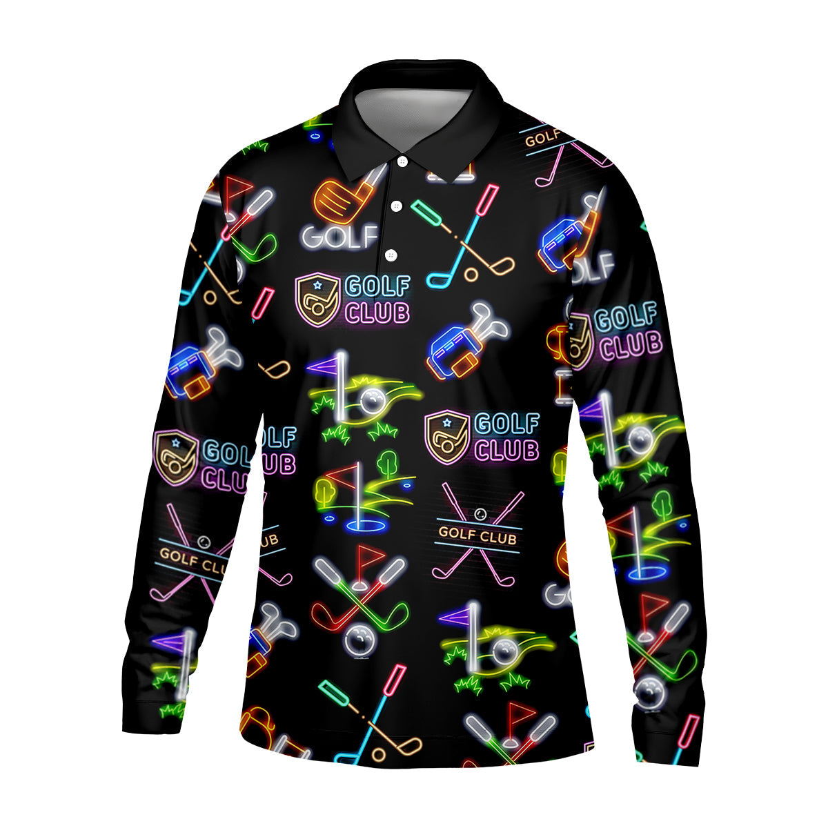 Neon Golf Clubs Men's Golf Polo ShirtFunny Golf Shirt, Dad Golf Gift, Christmas Golf Gift