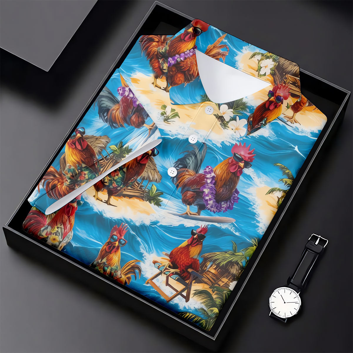 Cool Rooster Beach Vacation Hawaiian Golf Shirt, Golf Polo For Women, Printed Golf Shirt