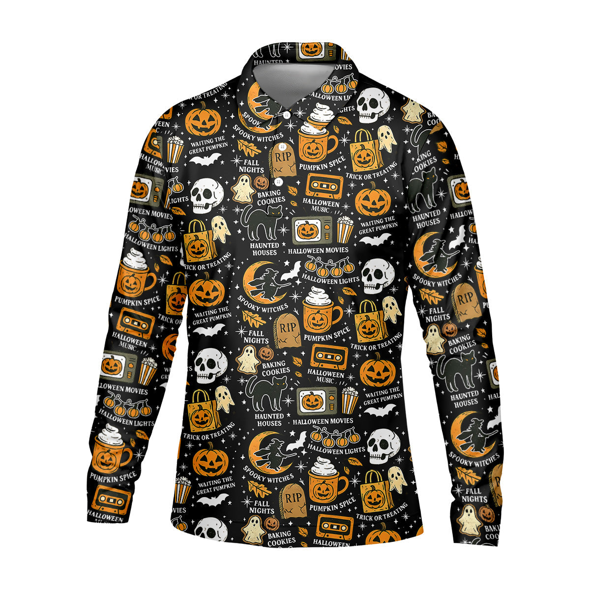 Vintage Halloween Spooky Witches Golf Polo Shirt Halloween Theme Shirts, Ghost Pumpkin, Fun Golf Shirts For Mens