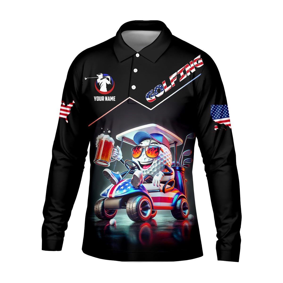 Let's Get Drunk And Drive The Golf Cart Custom Men's Golf Polo Shirtunny Golf Shirt, Dad Golf Gift