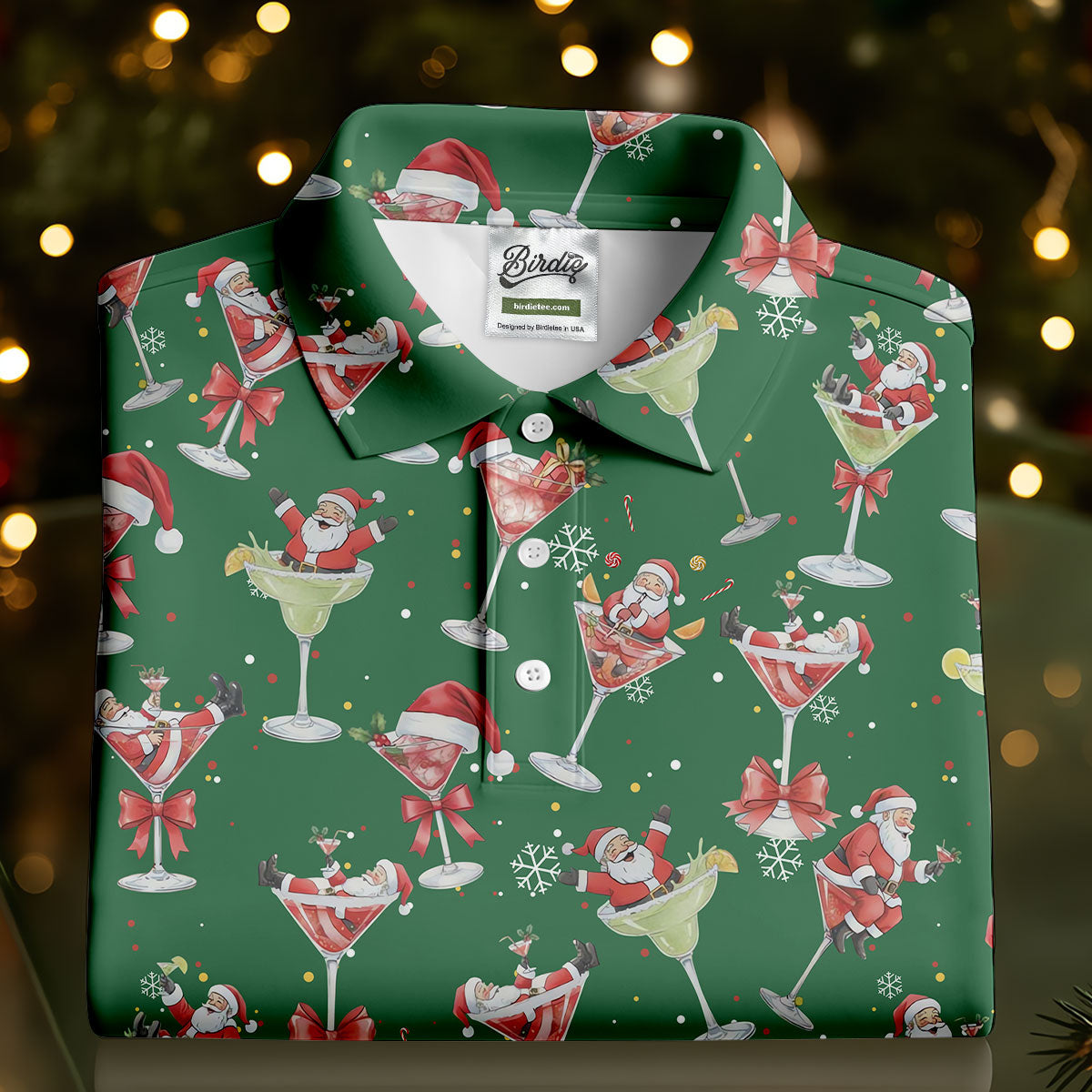 Santa Claus Margarita Christmas Shirt Golf Polo Shirt Unique Gift For Golfer, Fun Golf Shirts For Men