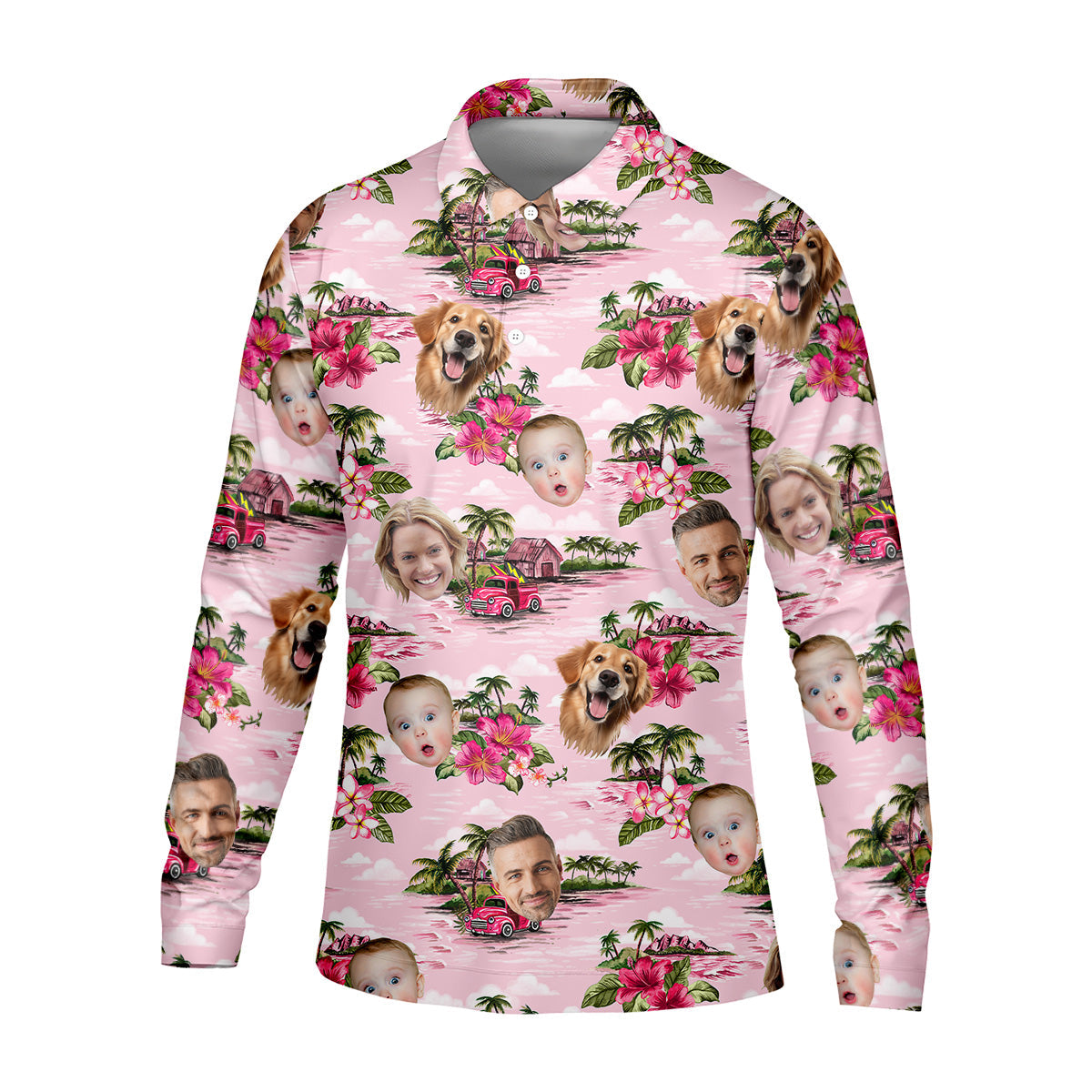 Mens Pink Hawaiian ShirtFlower Men Shirt, Custom Team Shirt, Men Polo Shirtest Gifts For Men Golfers