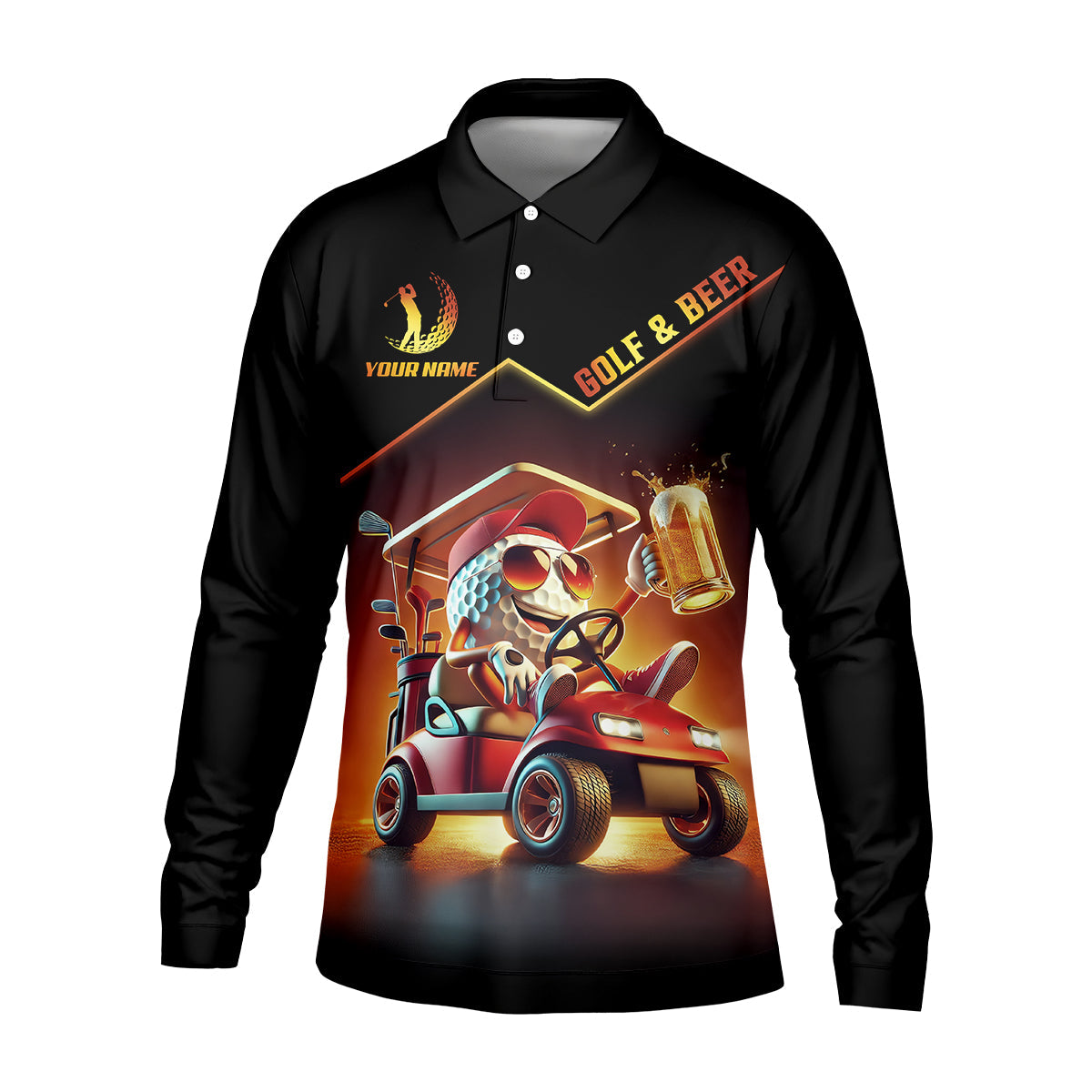 A Good Day Starts With Golf Carts And Beer Funny Golf Polo ShirtChristmas Golf Gift