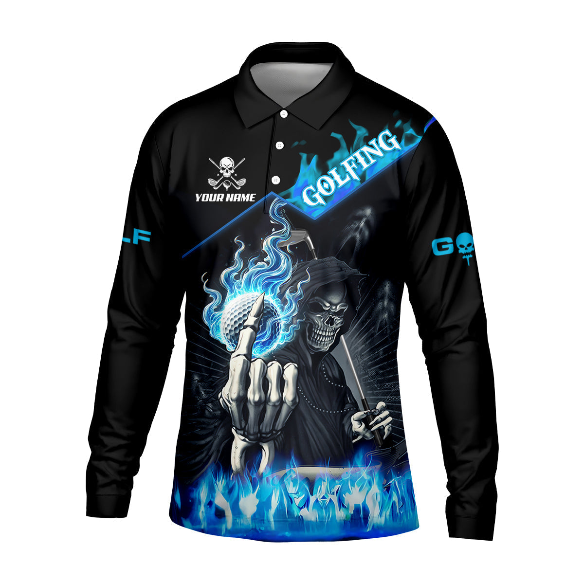 Hello Darkness My Old Friend Custom Men's Golf Polo ShirtHilarious Golf Shirt, Skeleton Golf Shirt