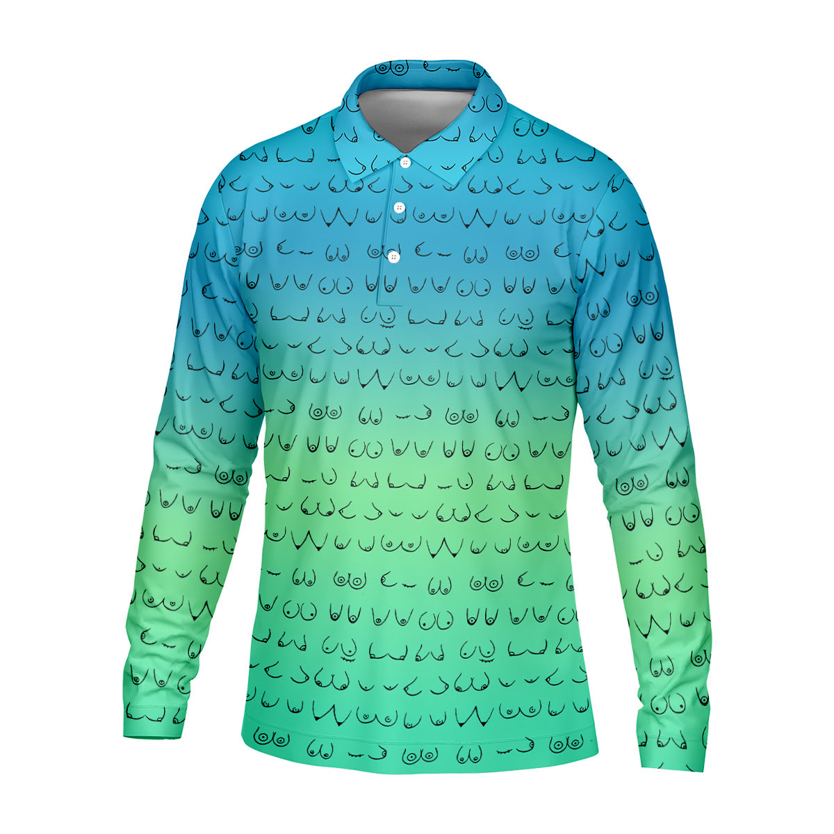 Blue Ombre Mens Funny Golf Shirts , Fun Golf Shirts For Men, Men Golf Polo Shirt Cool Golf Gifts