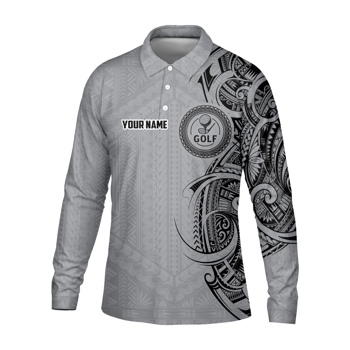 Strike Grey Tribal Tattoo Custom Men's Golf Polo ShirtFunny Golf Shirt, Dad Golf Gift