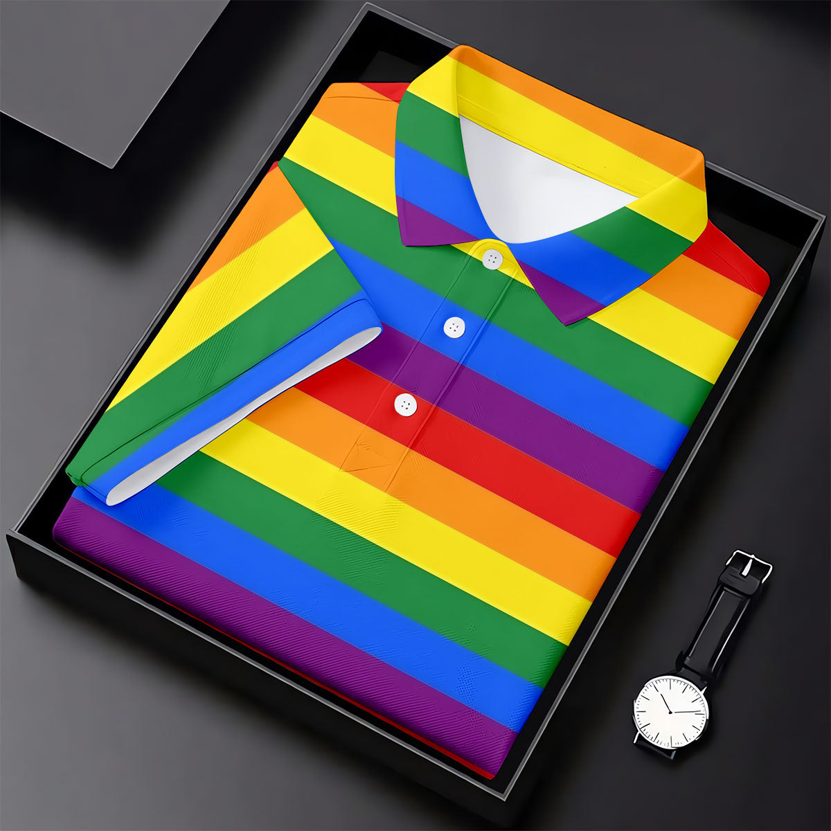 LGBT Rainbow Flag Golf Tops For Men, Gay Pride Month Celebrate Golf Shirts For Men
