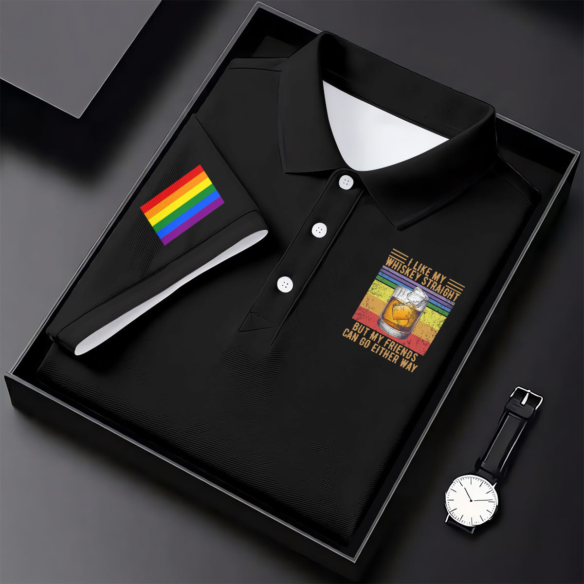 I Like My Whiskey Straight LGBT Pride Month Men's Funny Golf Shirts, LGBT Support Pride Shirt