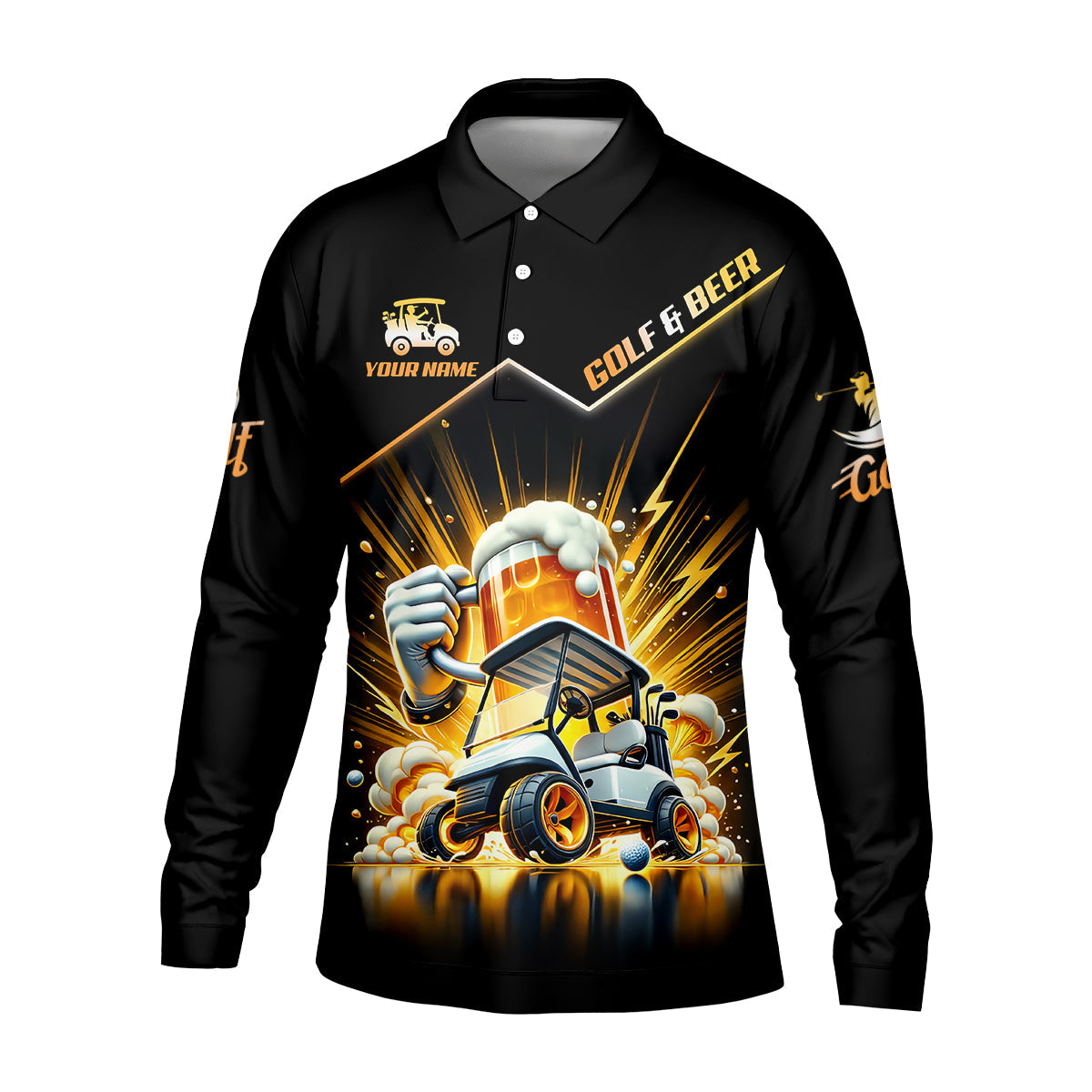 A Good Day Starts With Golf Carts And Beer Custom Funny Golf Polo Shirtad Golf Gifts