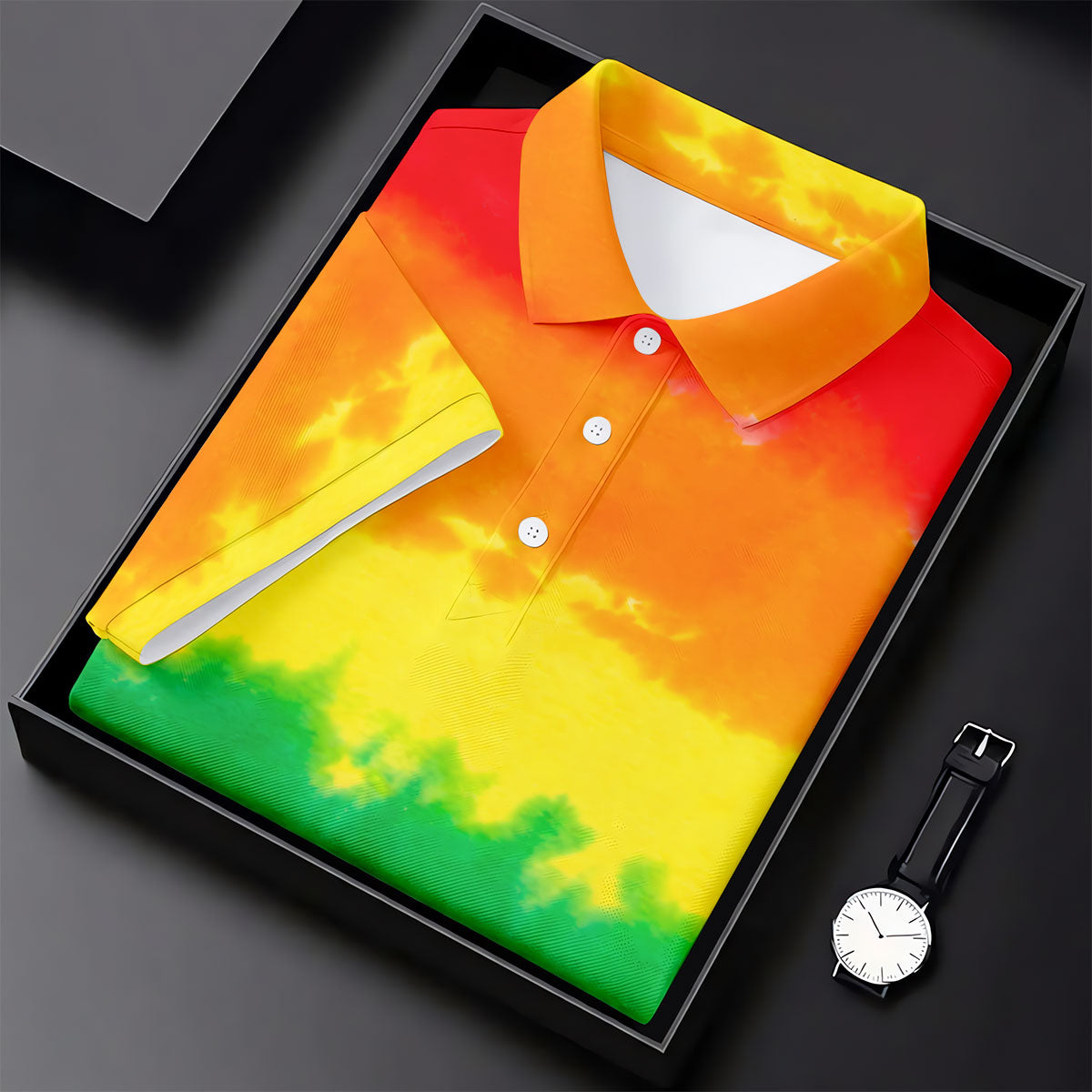 LGBT Rainbow Pride Month Celebrate Tie-Dye Print Golf Tops For Men, Pride Colors Golf Shirts For Men