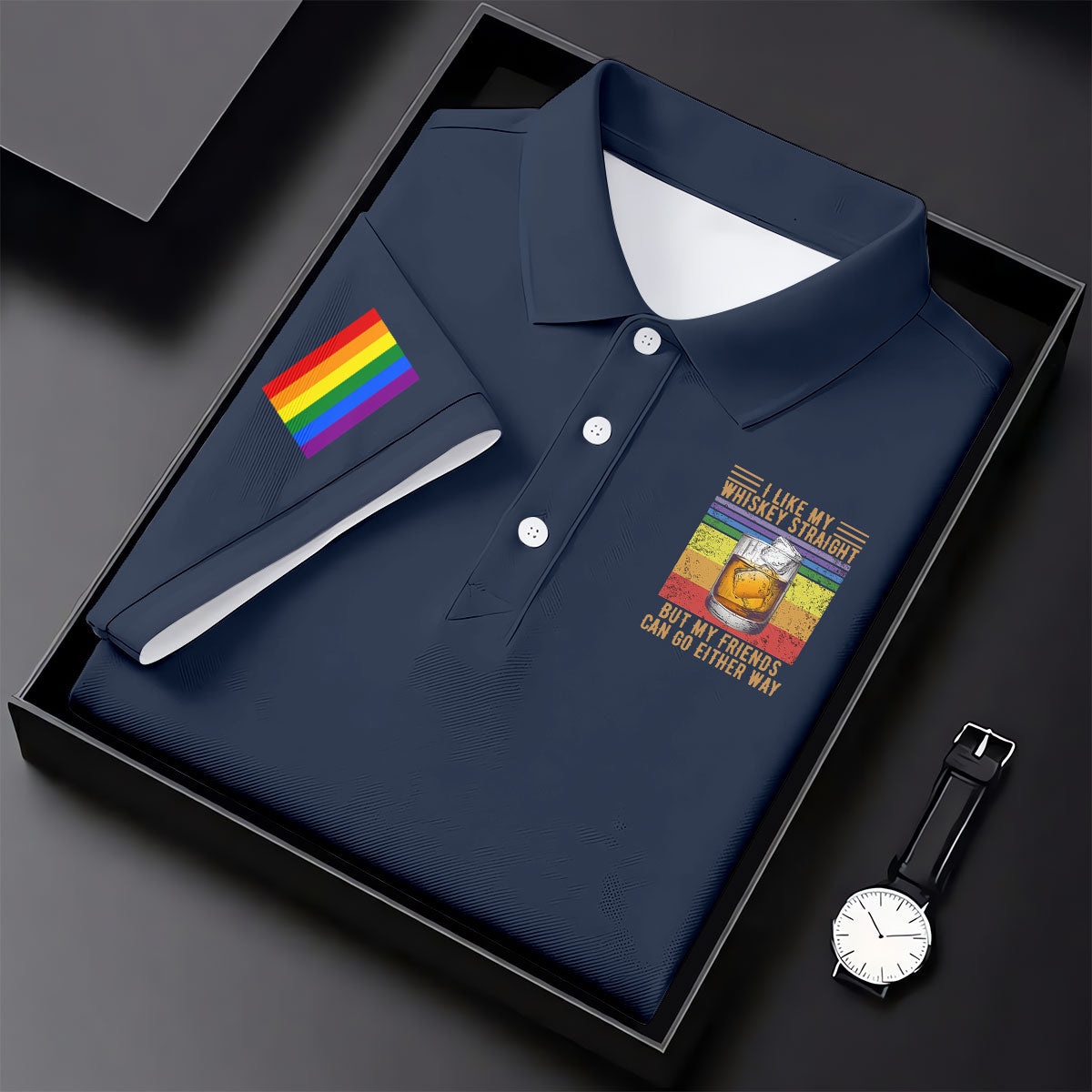 I Like My Whiskey Straight LGBT Pride Month Men's Funny Golf Shirts, LGBT Support Pride Shirt