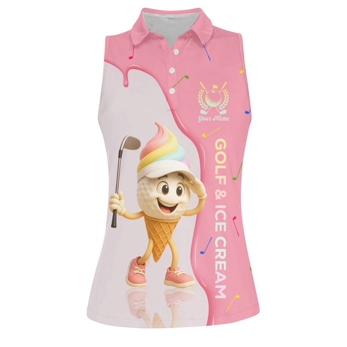 Golf And Ice Cream Funny Womens Golf Polo ShirtWomens Golf Tops, Custom Ladies Golf Shirt