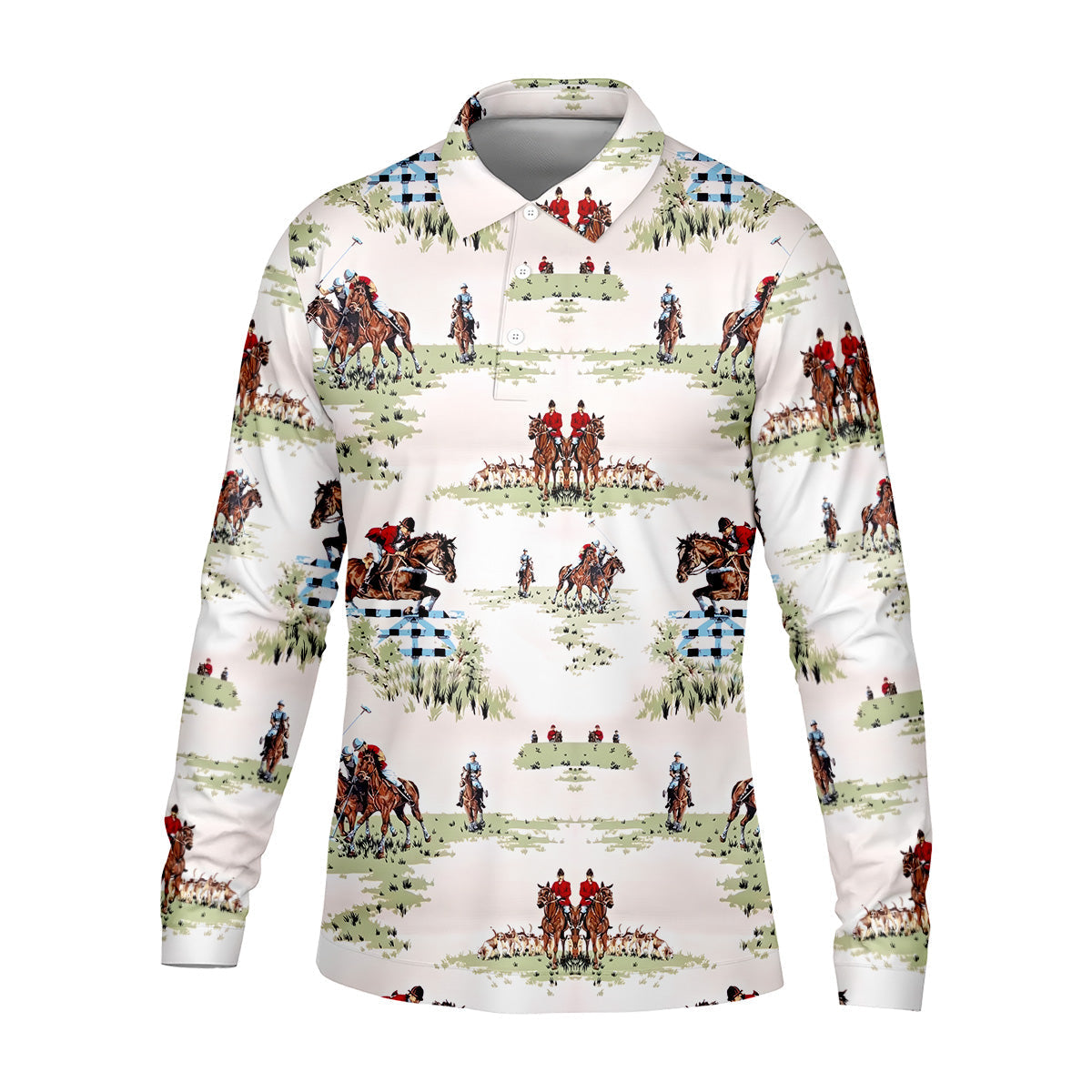 Equestrian Theme Mens Golf Polo Shirt Unique Gift For Golfer, Golf Accessories For Men