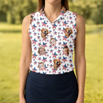 Family Portrait Golf Shirt, Custom Face Shirt, Personalized Dog Shirts, American Flag Golf Shirt, Long Sleeve Golf Shirts, Golf Tops For Women