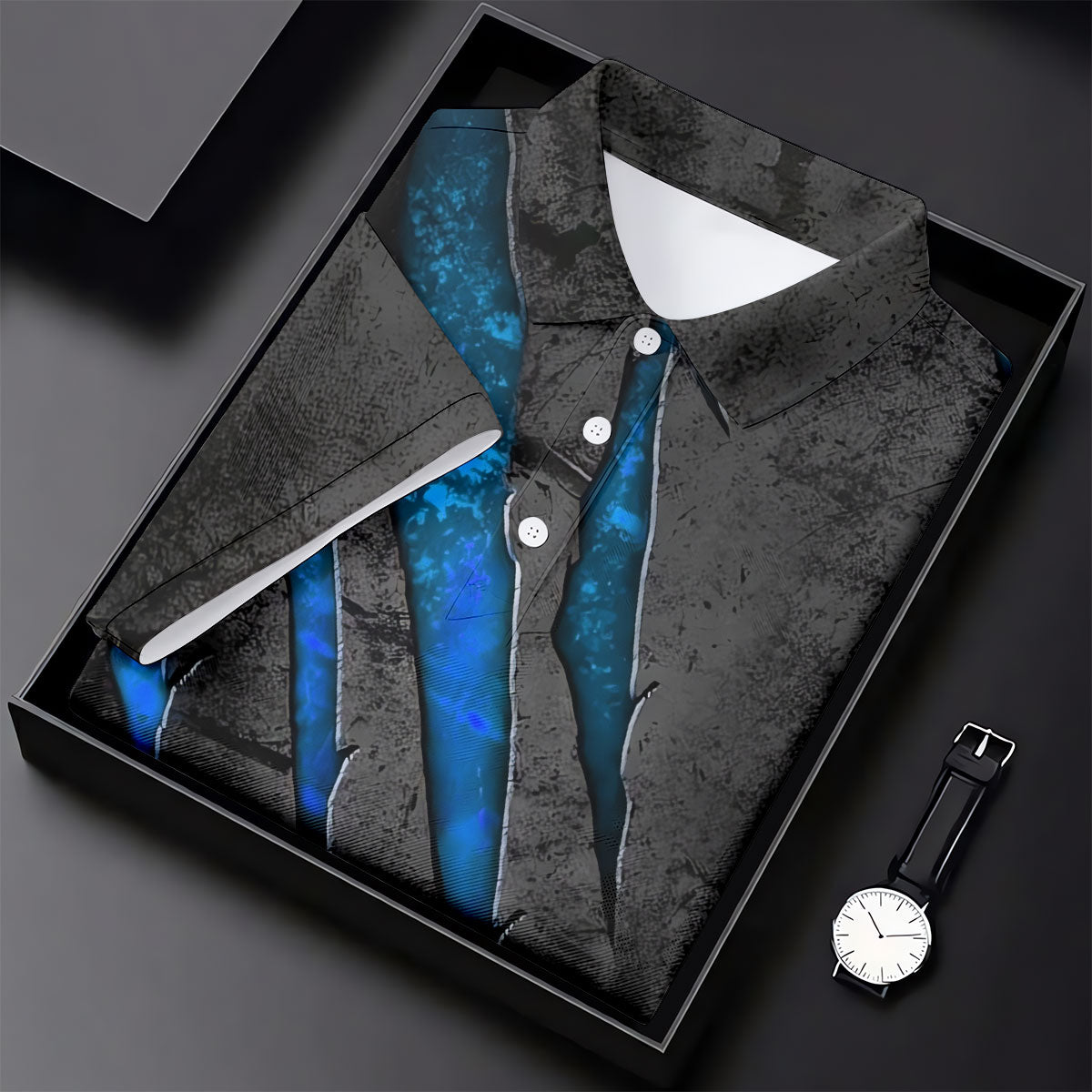 Blue Claw Marks Hawaiian Golf Shirt, Scratch Print Men's Golf Shirt, Polo Shirts For Men