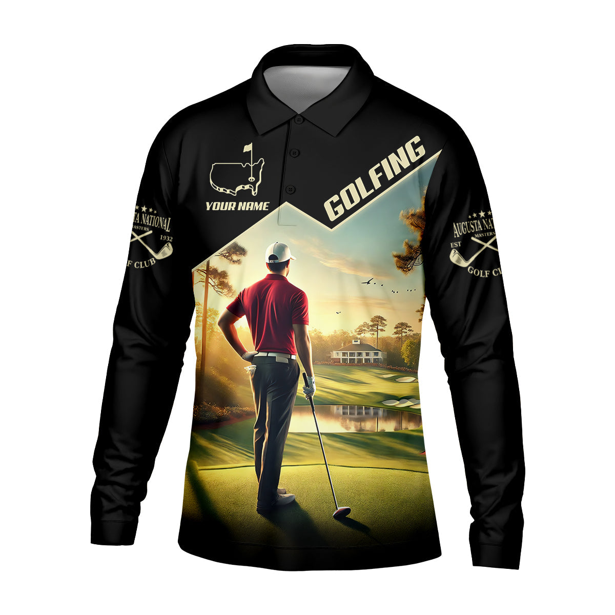 Custom Augusta Golfer Men's Golf Polo ShirtGolfing Apparel, Mens Golf Gift, Funny Golf Polo Shirt