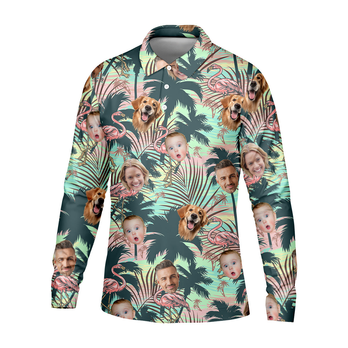 Hawaiian Shirts With Faces, Flamingo Golf Shirt, Men Golf Polo, Custom Team Shirts, Golf Gifts For Men
