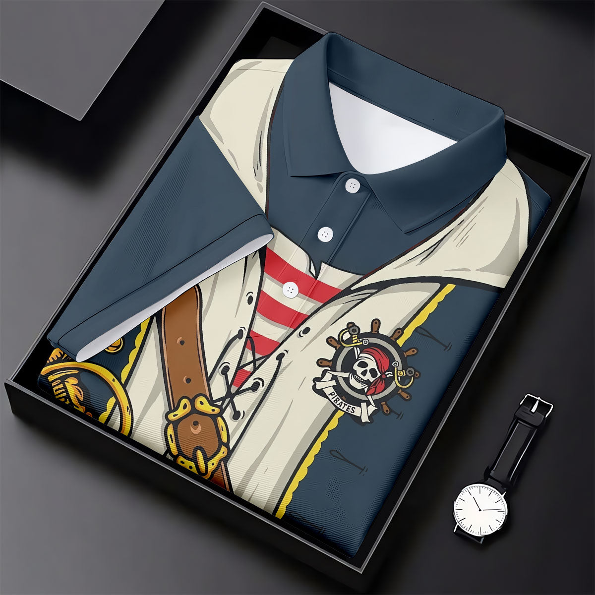 Funny Pirate Costume Hawaiian Golf Shirt, Men's Golf Shirt, Polo Shirts For Men