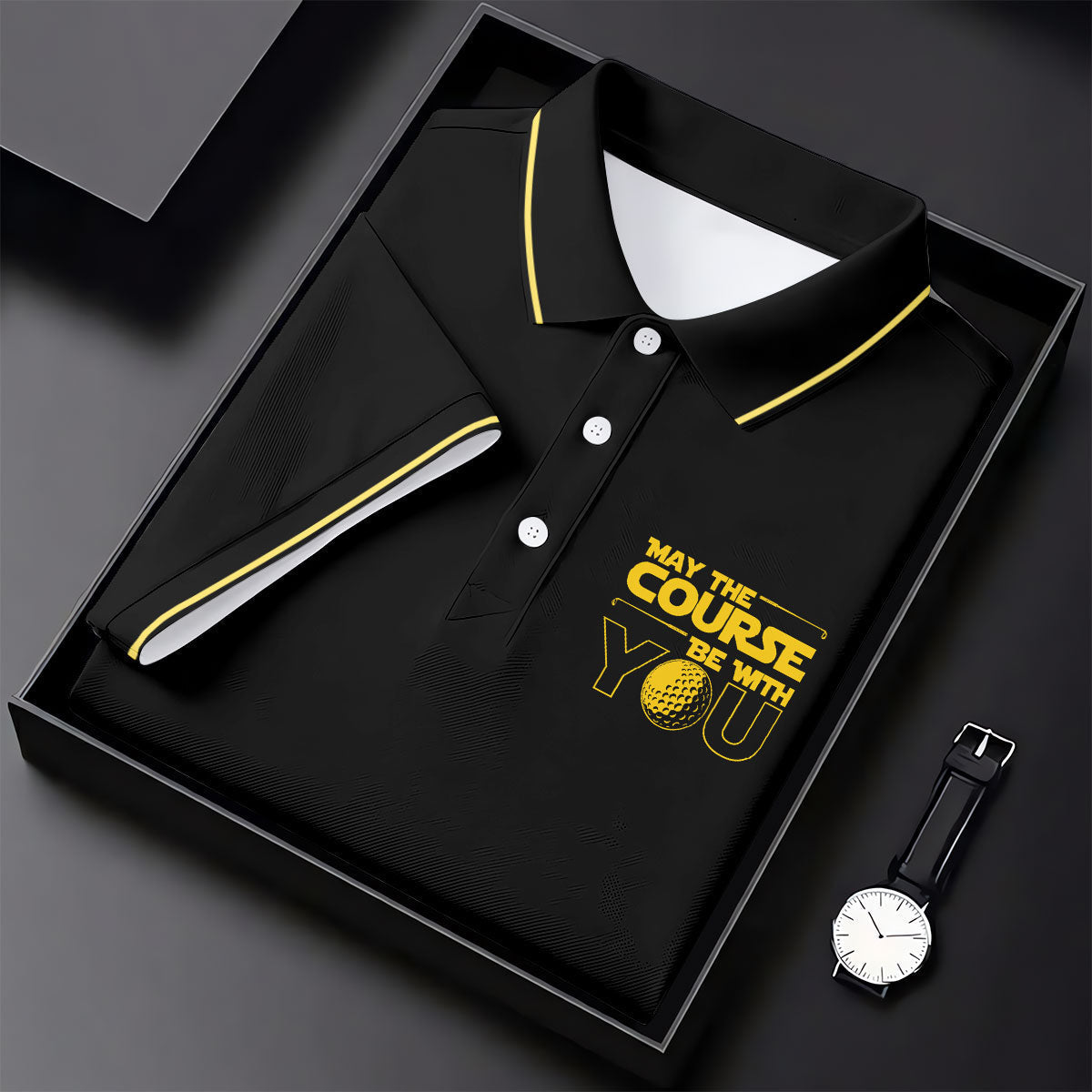 May The Course Be With You Movie Inspired Funny Golf Shirts, Father's Day Golf Shirt, Golf Gift For Dad