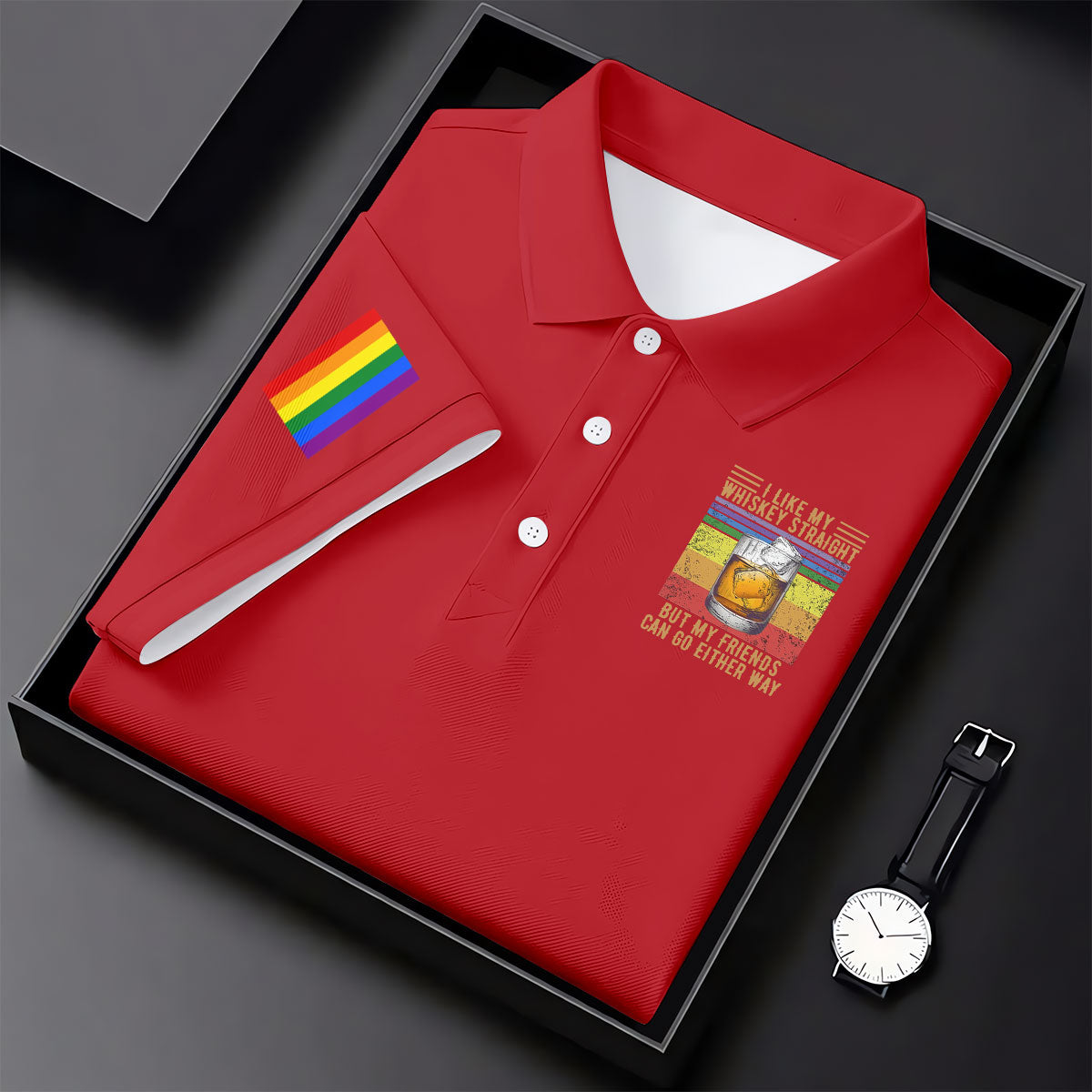 I Like My Whiskey Straight LGBT Pride Month Men's Funny Golf Shirts, LGBT Support Pride Shirt