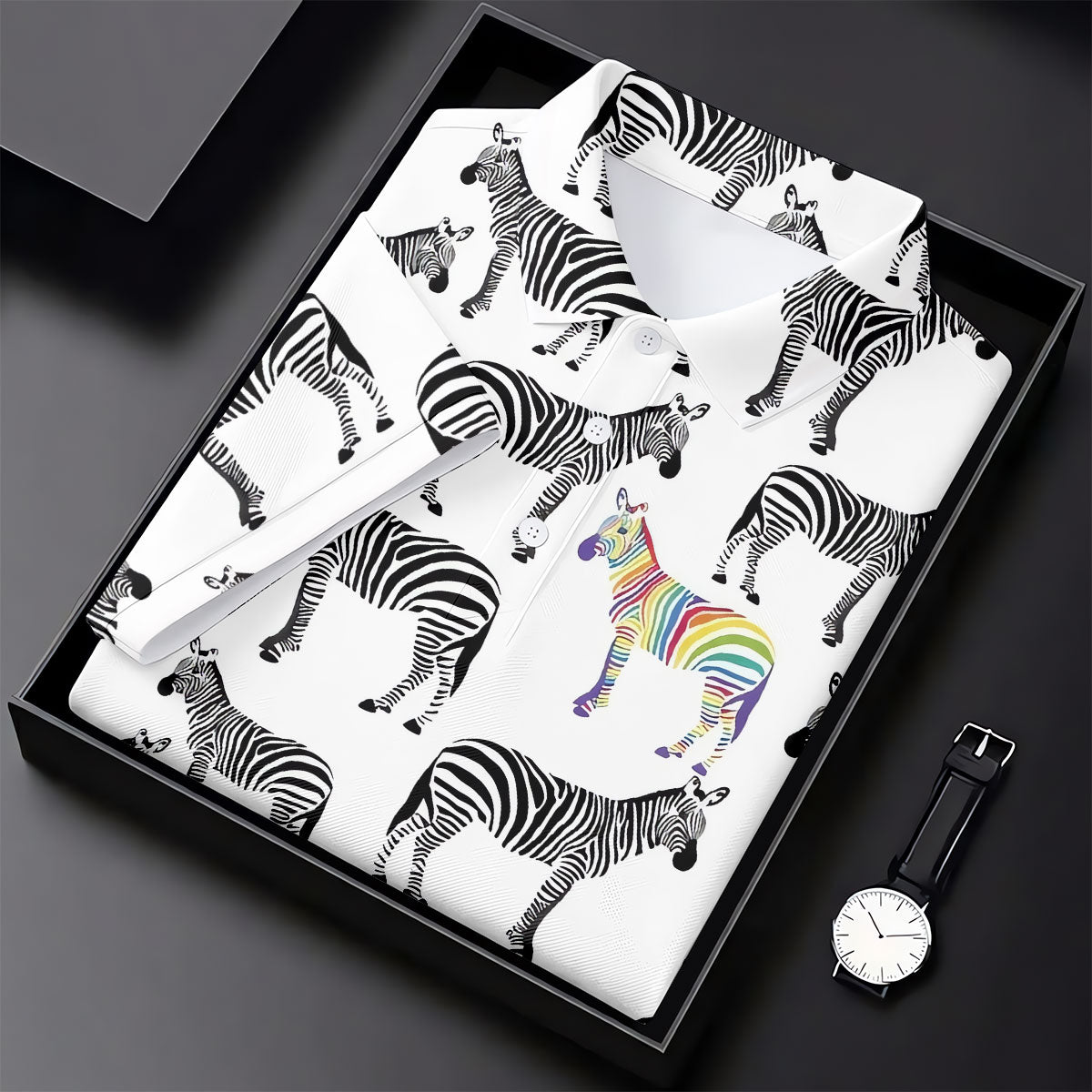 Rainbow Zebra Be Yourself Pride Month Support Golf Tops For Men, LGBT Community Polo Shirt Men