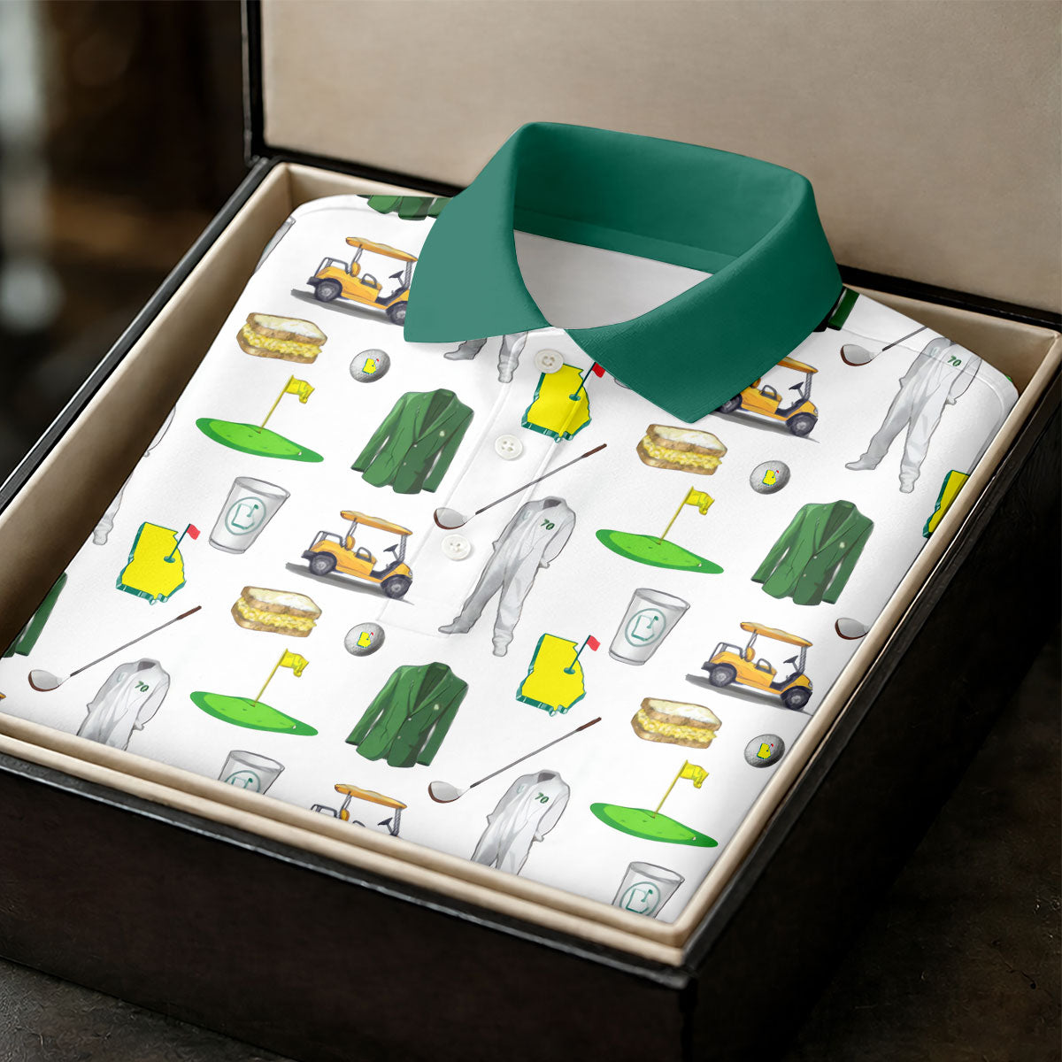 Golf Tournament Augusta Golf Seamless Pattern Performance Golf Shirt, Golf Tops For Men, Golf Shirts For Men