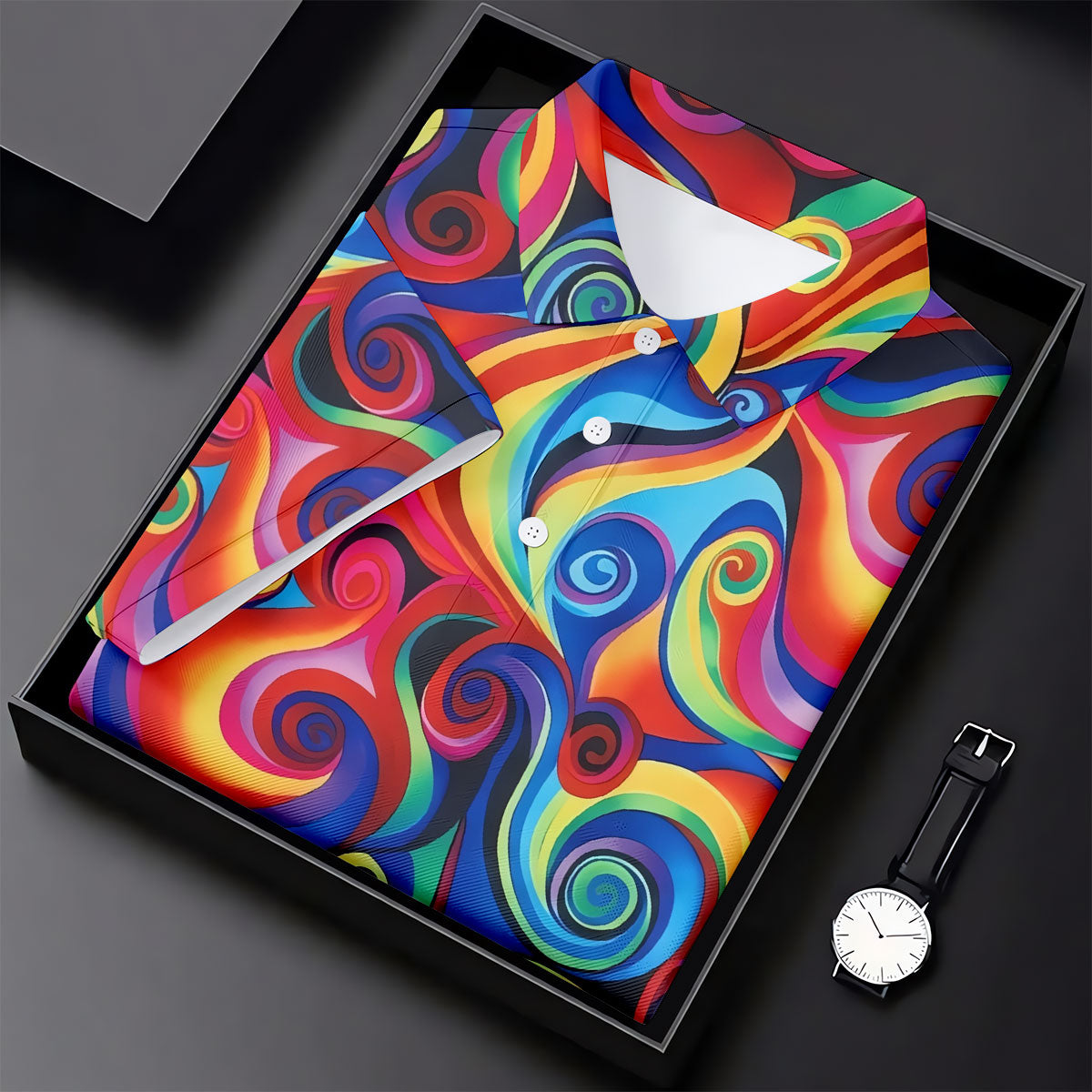 Colorful Rainbow Swirl Abstract Golf Shirt, Men's Golf Shirt, Golf Polo Shirts For Men, Men's Golf Apparel