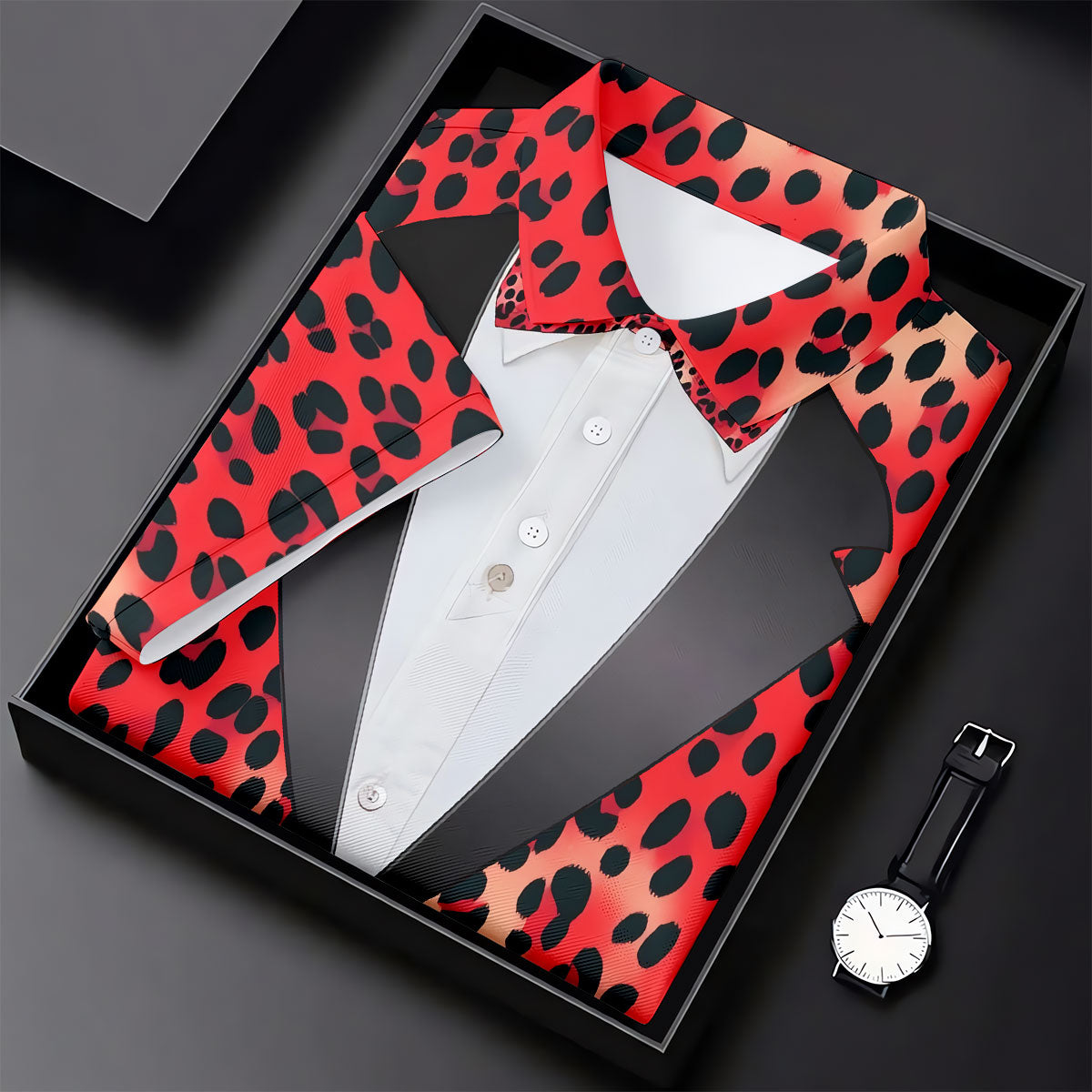 Red Leopard Funny Costume Hawaiian Golf Shirt, Polo Shirtor Men, Golf Shirts For Men