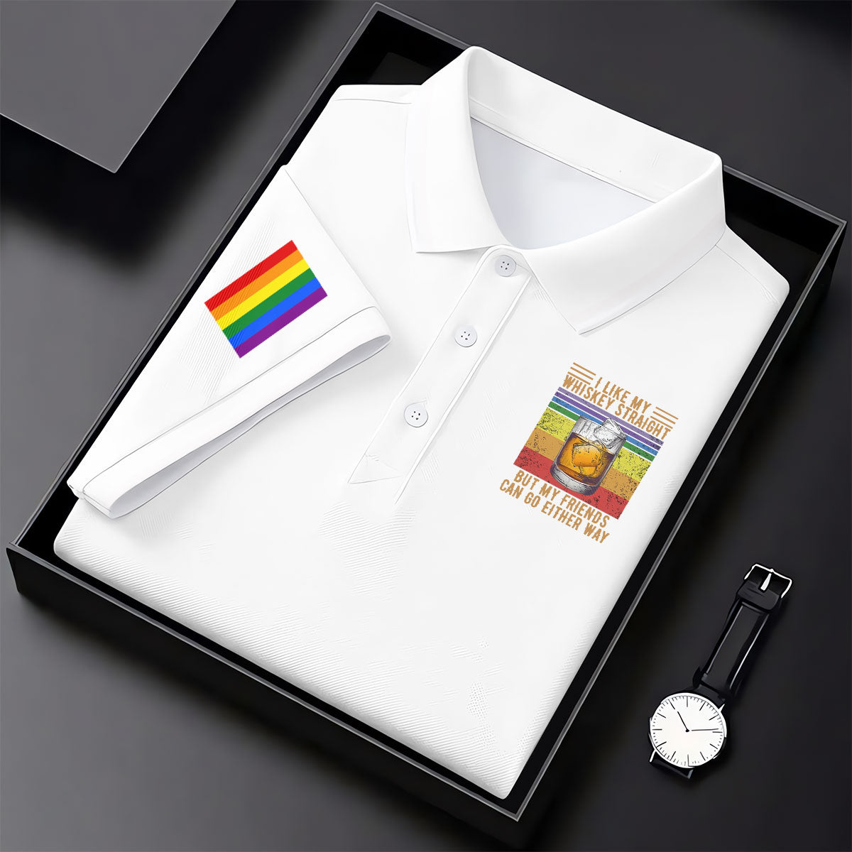 I Like My Whiskey Straight LGBT Pride Month Men's Funny Golf Shirts, LGBT Support Pride Shirt