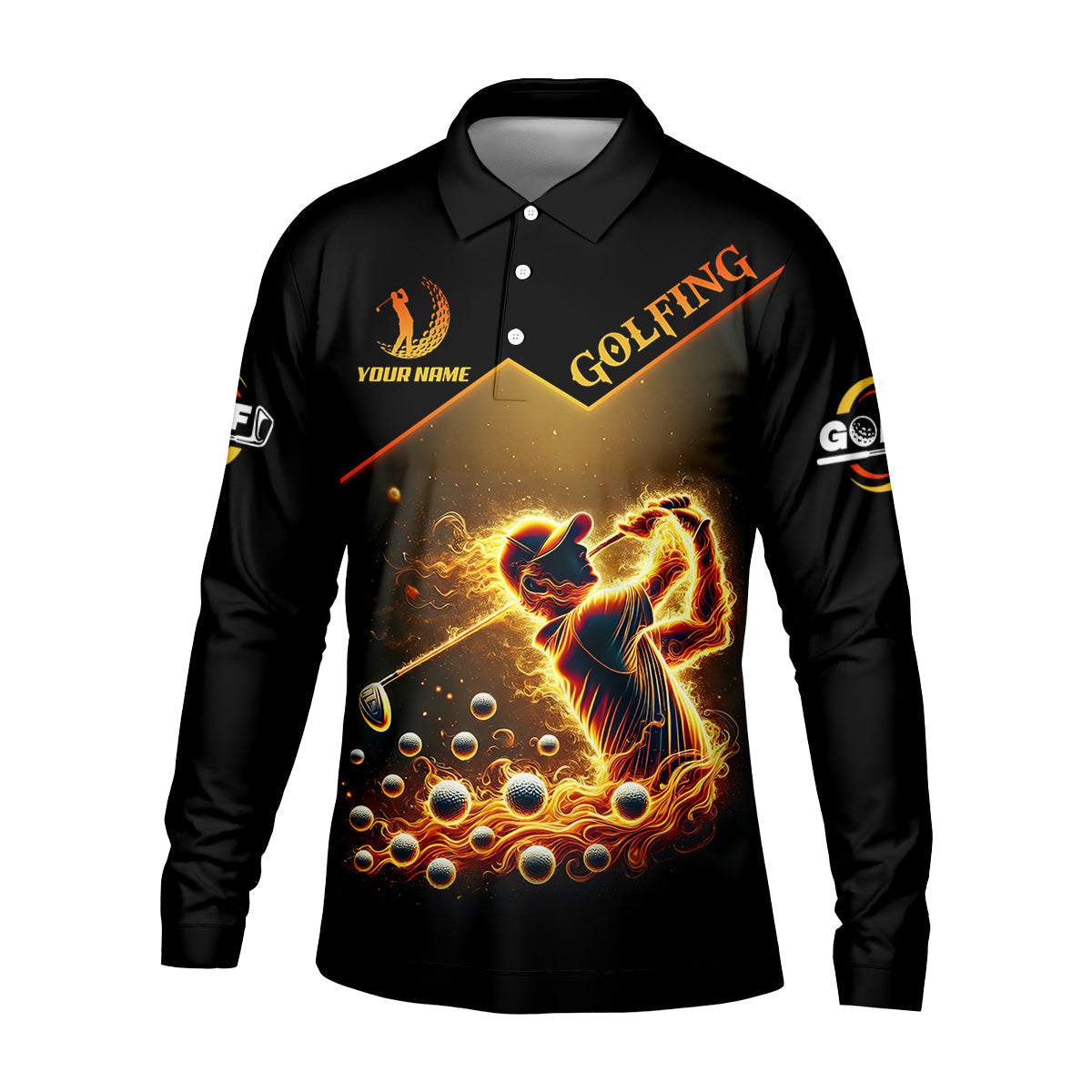 Custom Golden Fire Its Take A Lot Of Golf Ball To Golf Like I Do Men's Golf Polo ShirtDad Golf Gift