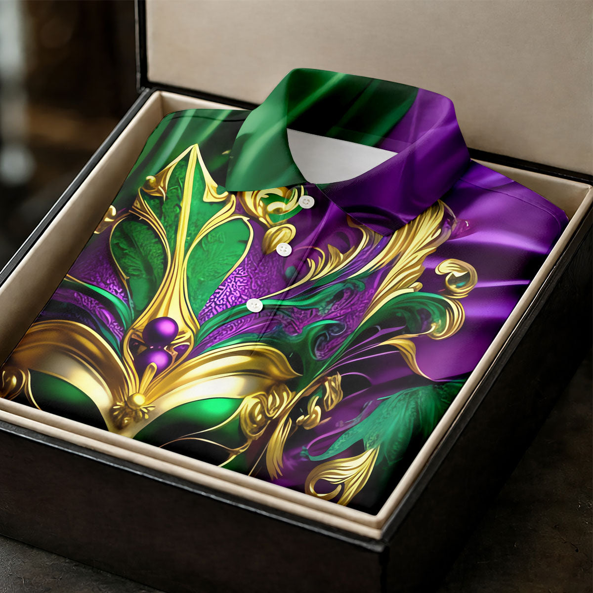 Mardi Gras Face Mask Purple Green Gold Polo ShirtFor Men, Golf Shirts For Men, Polo For Men