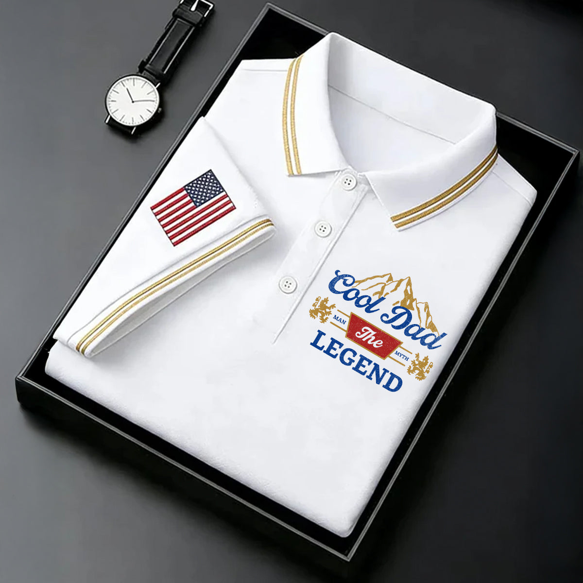 Cool Dad The Men The Myth The Legend Father's Day Golf Shirt, Golf Gift For Dad