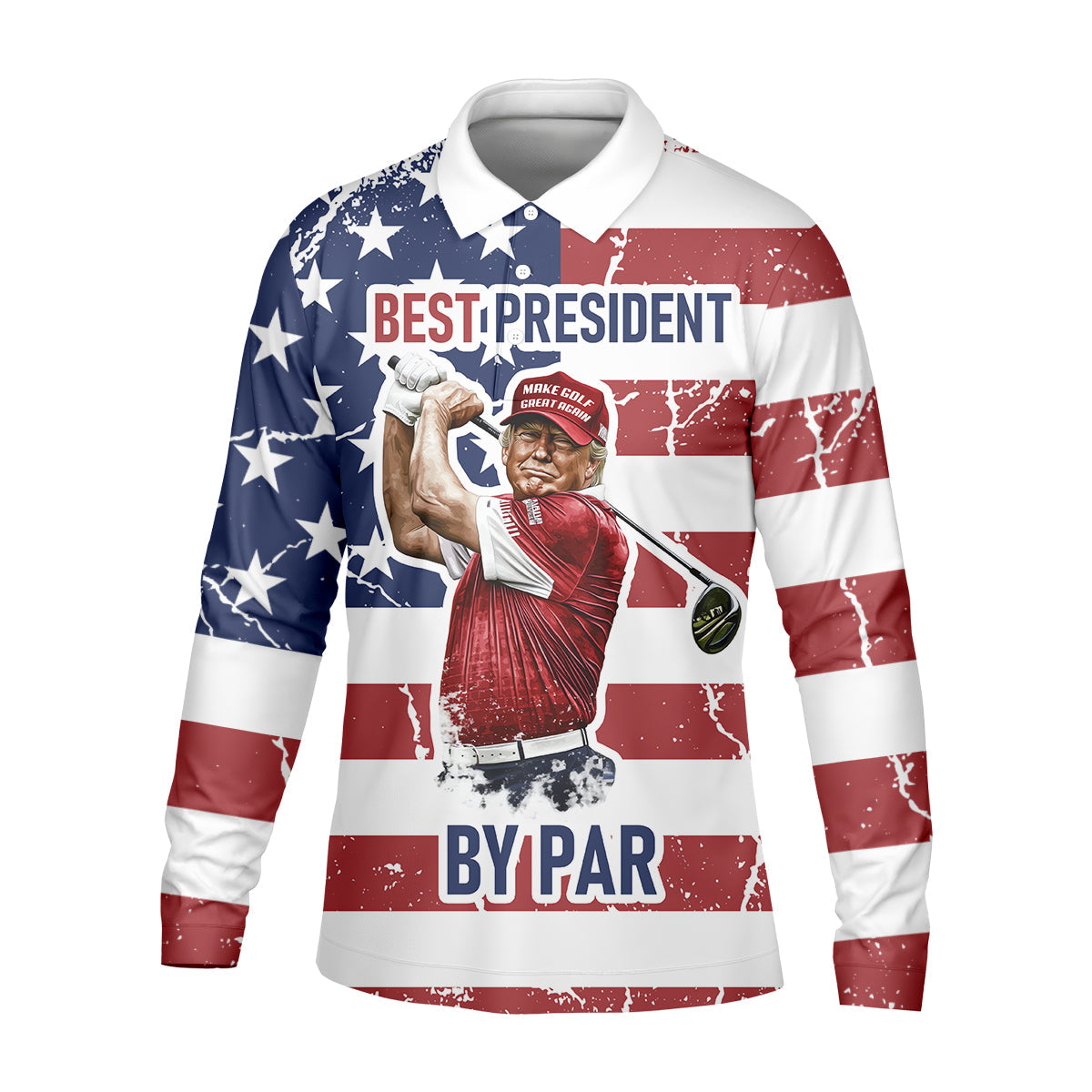 Best President By Par Men's Golf Polo ShirtFunny Trump Shirt, Christmas Golf Gift