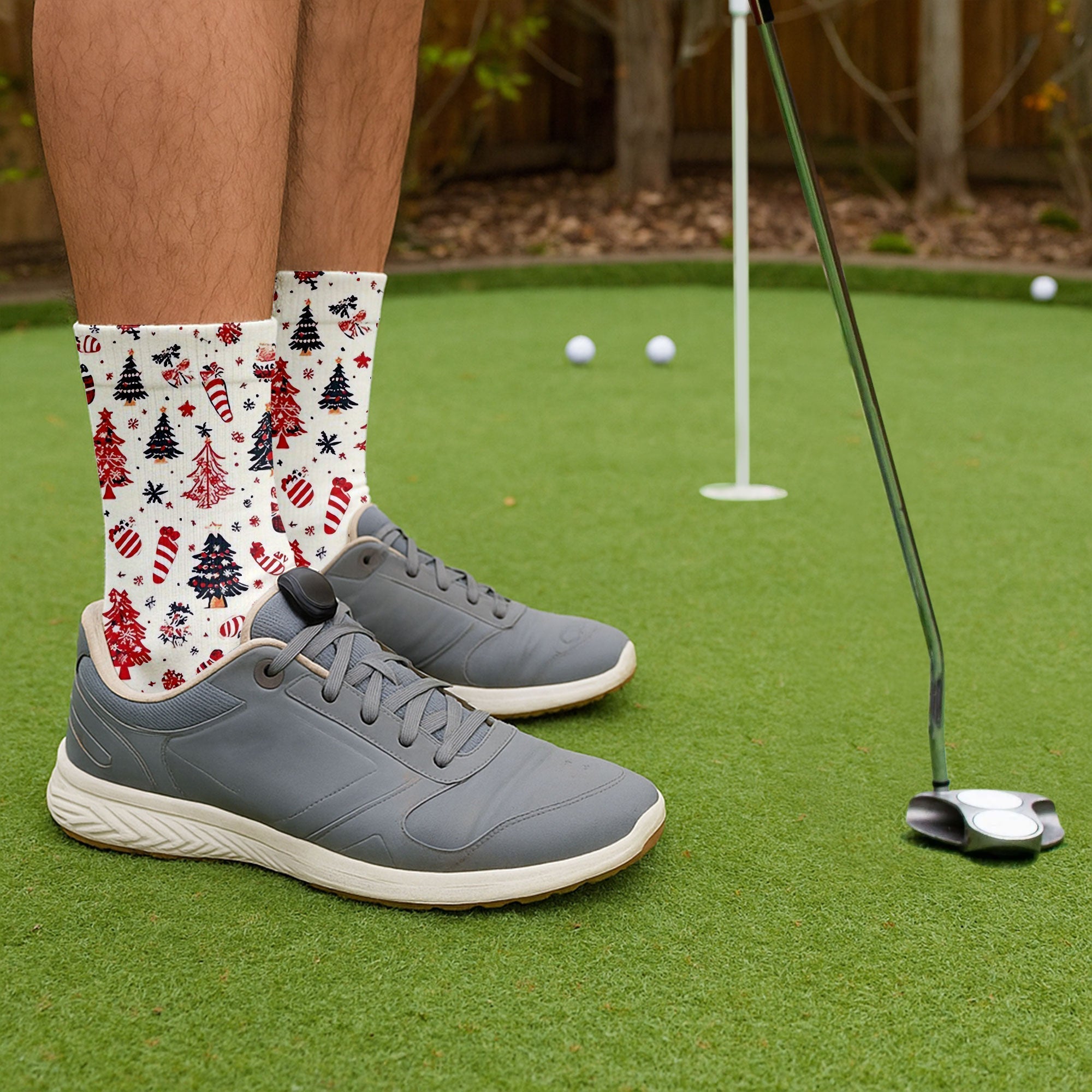 Candy Canes Christmas Golf Socks, Christmas Golf Gift, Golfing Accessories, Ladies Golf Socks, Men's Christmas Socks