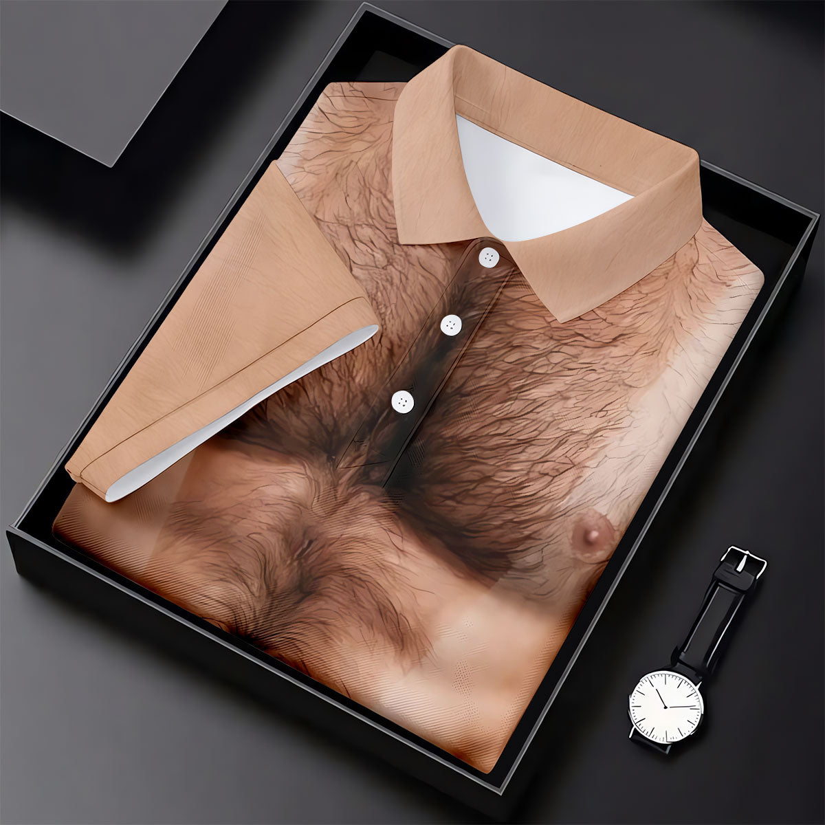 Funny Hairy Man Body Illusion Design Hawaiian Golf Shirt, Golf Shirts For Men, Polo Shirts For Men