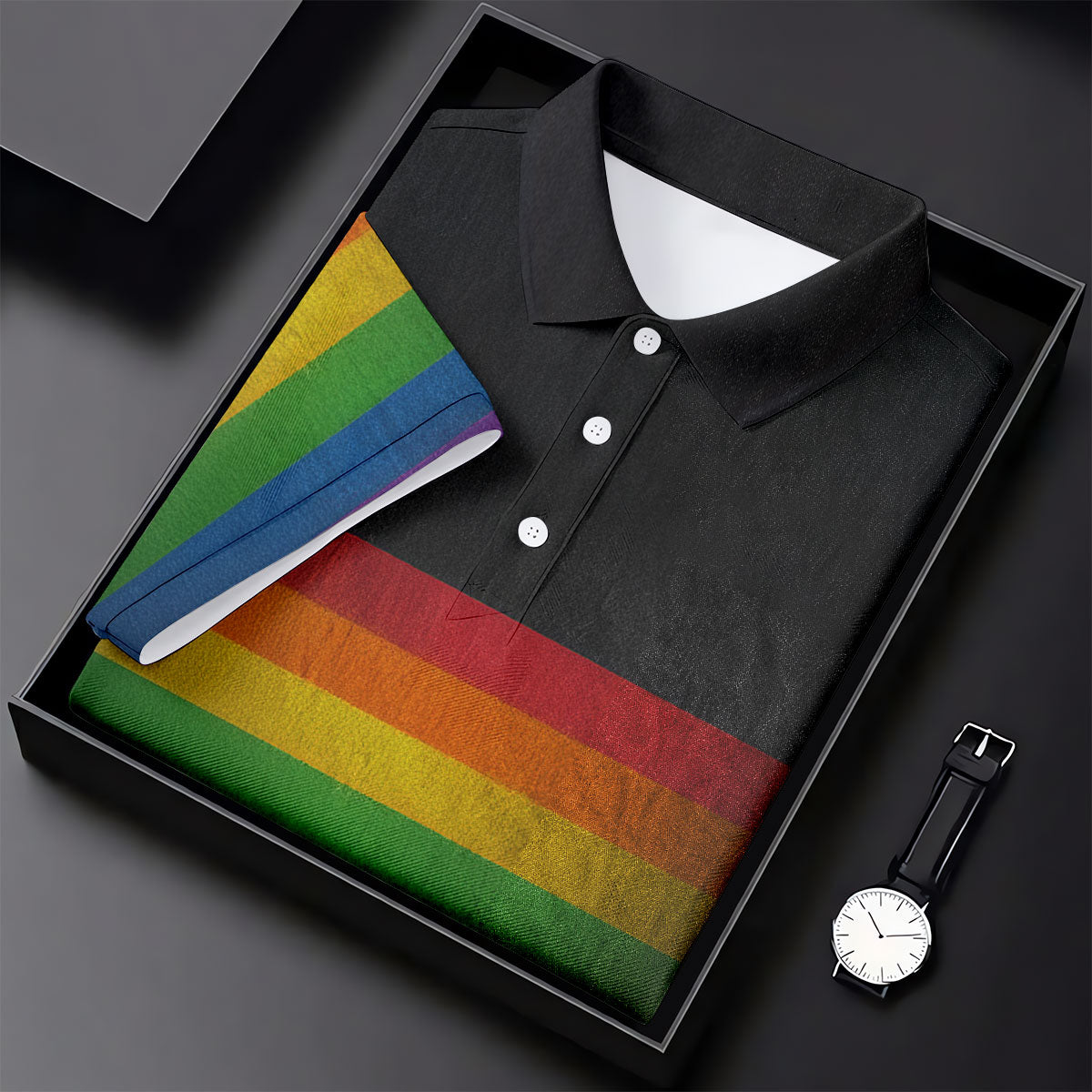 Pride Rainbow Flag Retro Golf Shirt, LGBTQ Month Polo Shirtor Men, Golf Shirts For Men