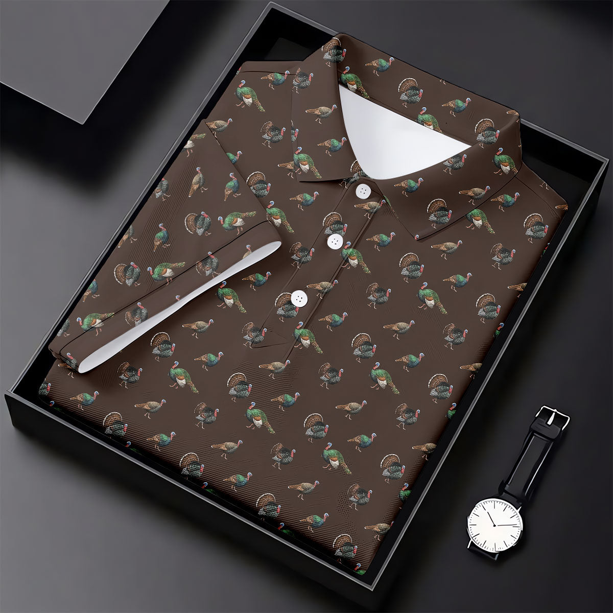 Turkey Hunting Seamless Pattern Funny Golf Shirts, Father's Day Golf Shirt, Golf Gift For Dad
