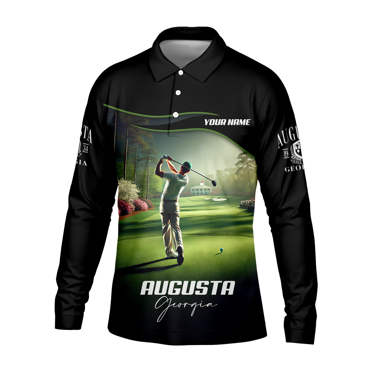 Augusta Georgia Custom Men's Golf Polo ShirtFunny Golf Shirt, Gift For Golfers