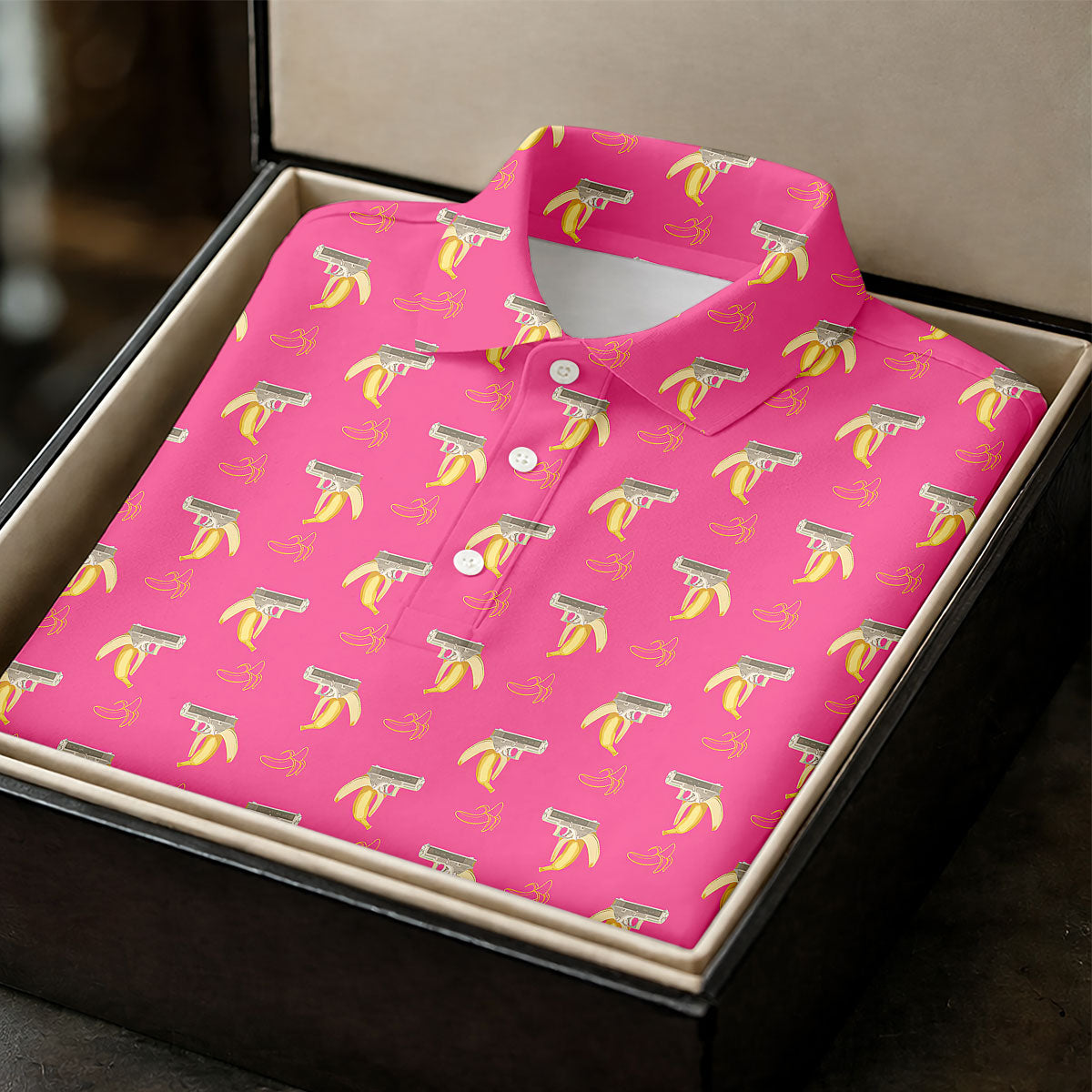 Funny Banana Hot Pink Golf Shirt, Golf Tops For Men, Golf Shirts For Men, Polo ShirtFor Men