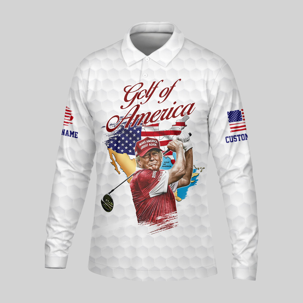 Golf Of America Custom Men's Golf Polo ShirtFunny Golf Shirt, America 250 Anniversary Shirt, 4th Of July Golf Polo