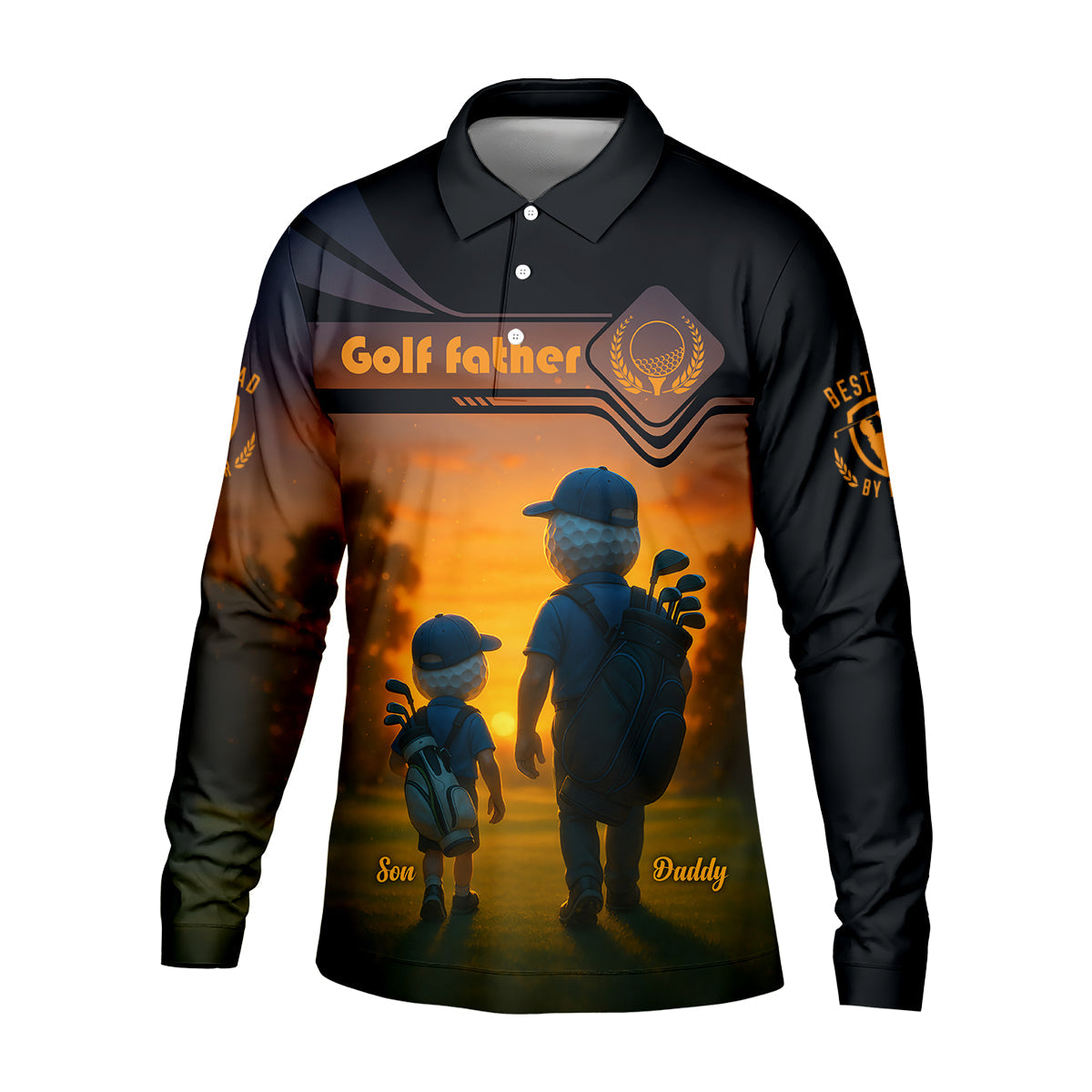 Golf Father Custom Men's Golf Polo ShirtFunny Golf Shirt, Christmas Golf Gift